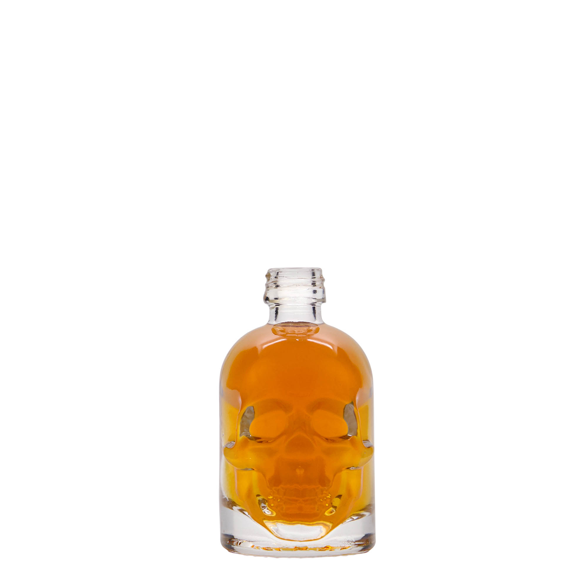 50 ml sklenená fľaša 'Lebka', hrdlo: PP 18