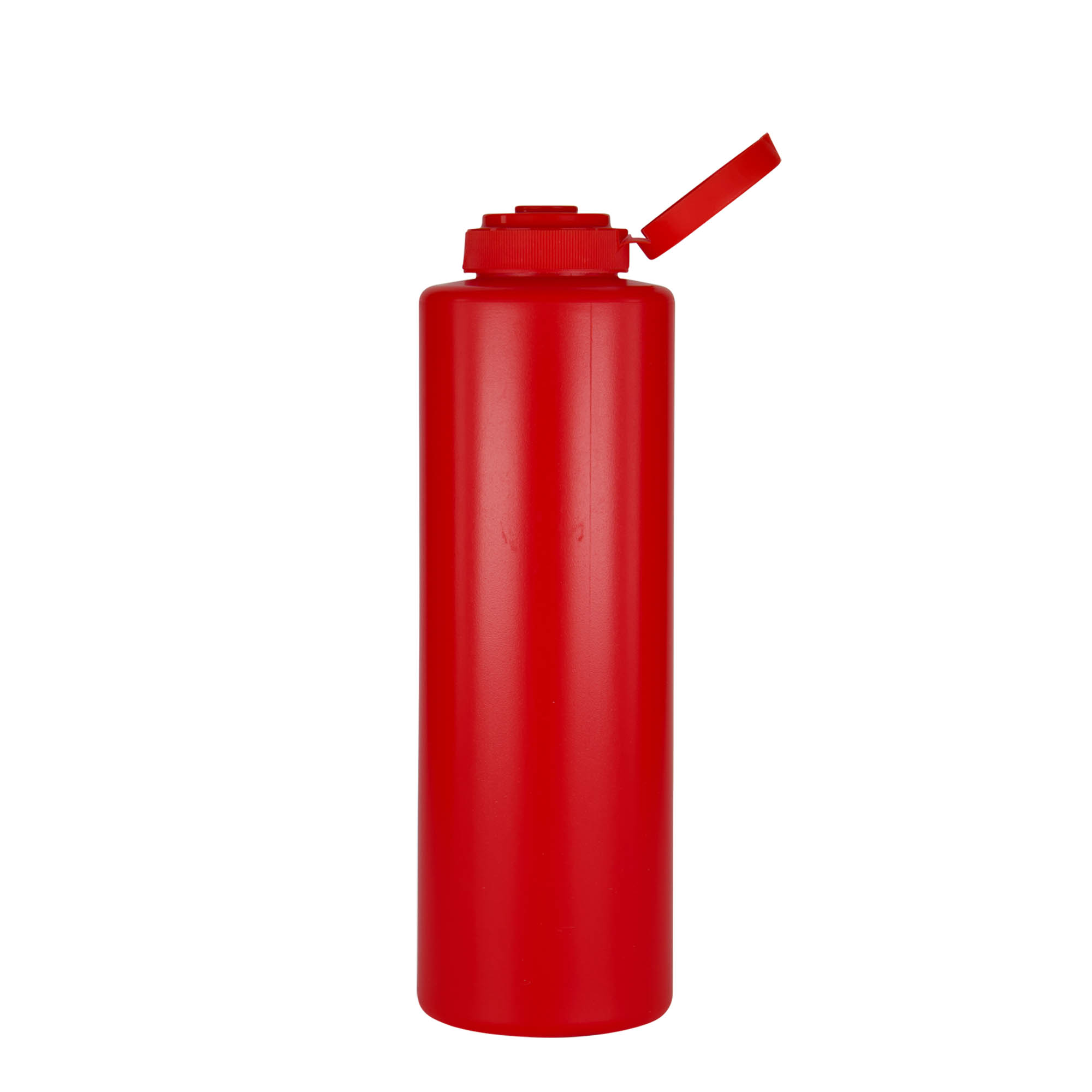 500 ml fľaša na omáčku, LDPE plast, červená, hrdlo: 38/400 500 ml fľaša na omáčku, LDPE plast, červená, hrdlo: 38/400