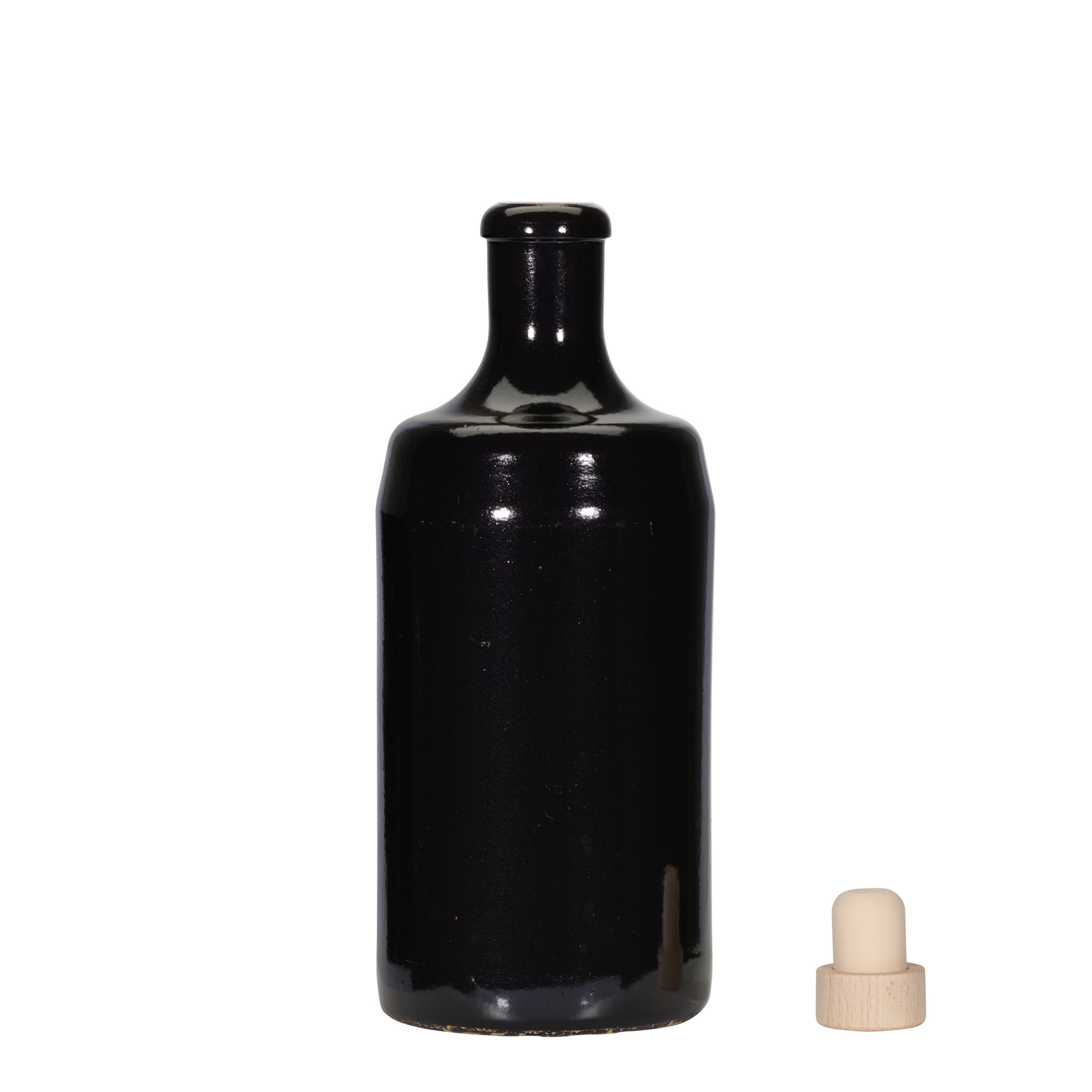 700 ml hlinený džbán 'Calvados, kamenina, čierny, hrdlo: korok