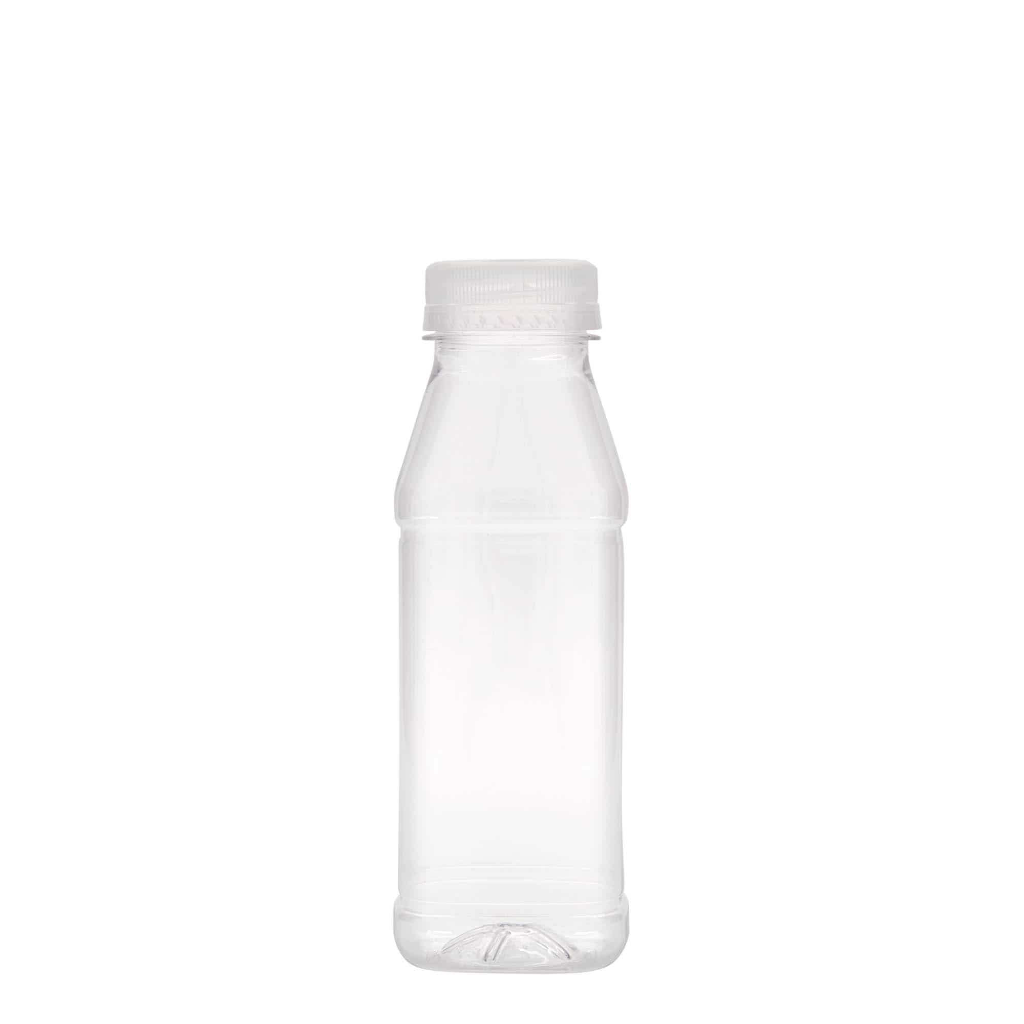 330 ml PET fľaša „Milk and Juice Carré“, štvorcová, plast, hrdlo: 38 mm