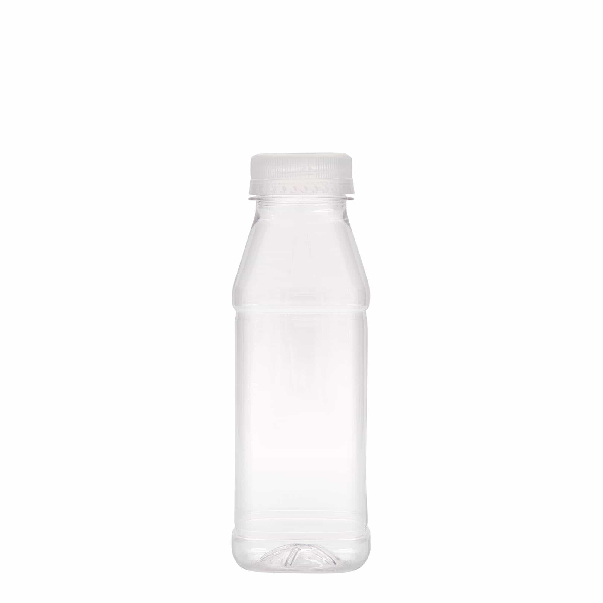 330 ml PET fľaša 'Milk and Juice Carré', štvorcová, plastová, hrdlo: 38 mm