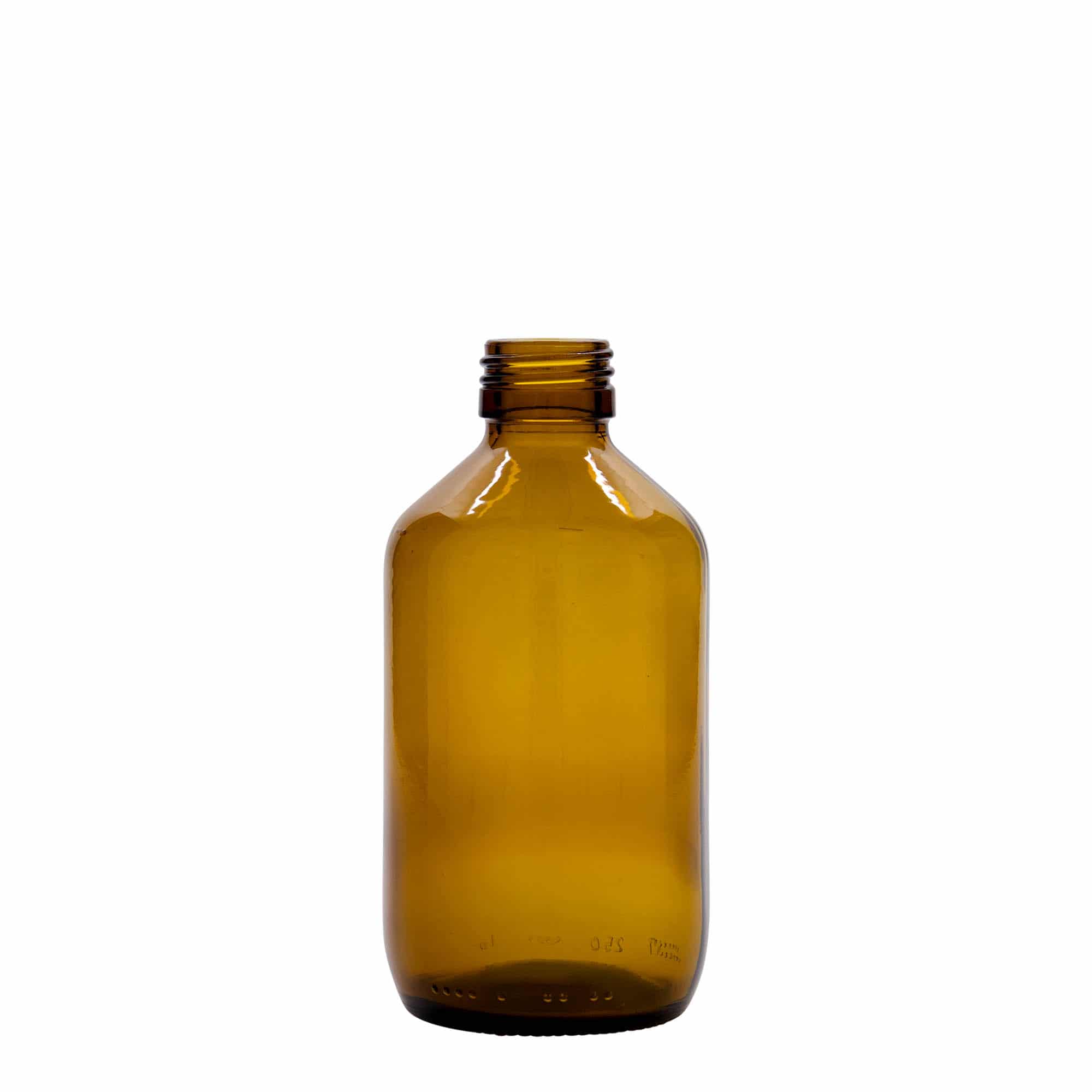 250 ml liekovka, hnedá farba, sklená, hrdlo: PP 28 250 ml liekovka, hnedá farba, sklená, hrdlo: PP 28