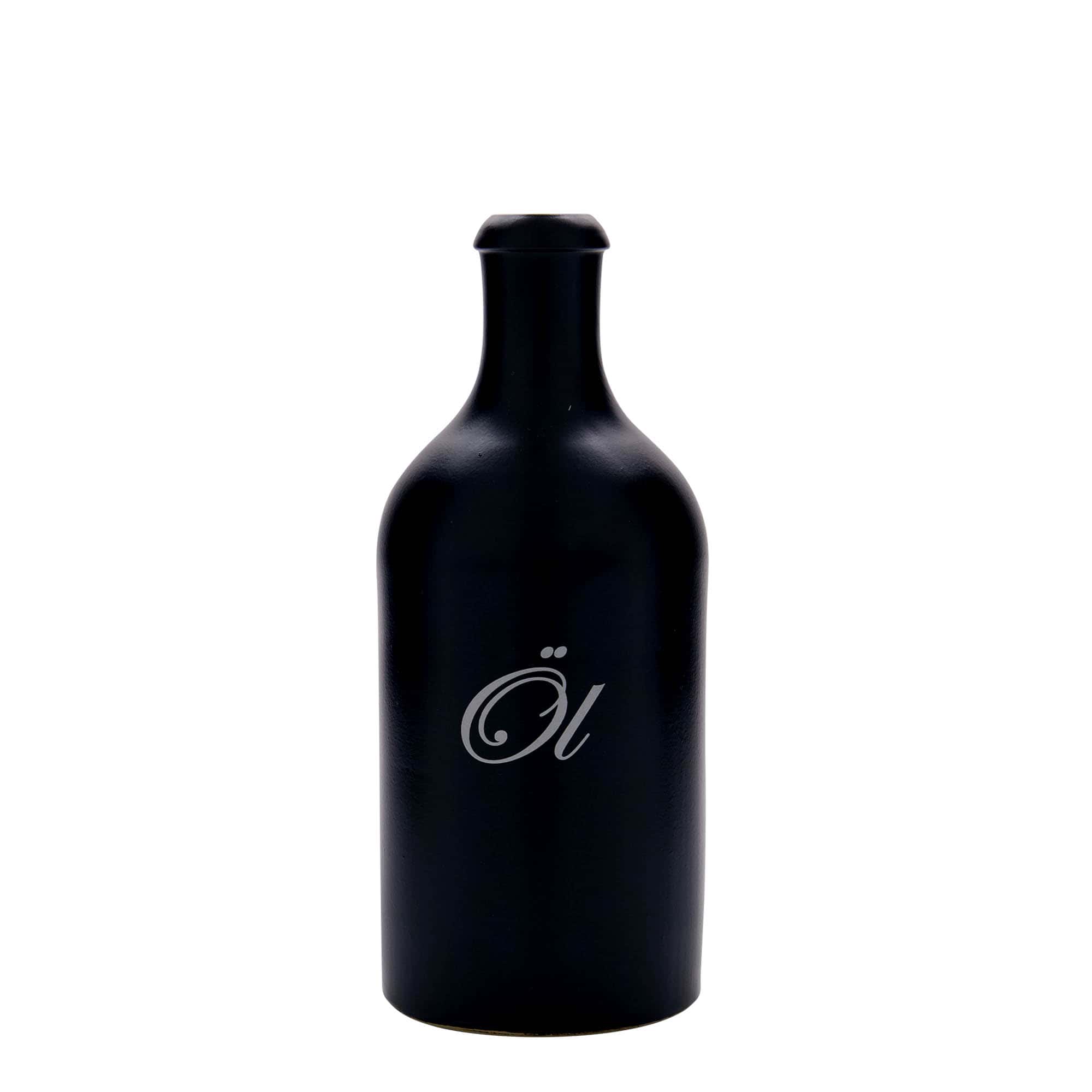 500 ml hlinený krčah, motív: olej, kamenina, čierna farba, hrdlo: korok 500 ml hlinený krčah, motív: olej, kamenina, čierna farba, hrdlo: korok