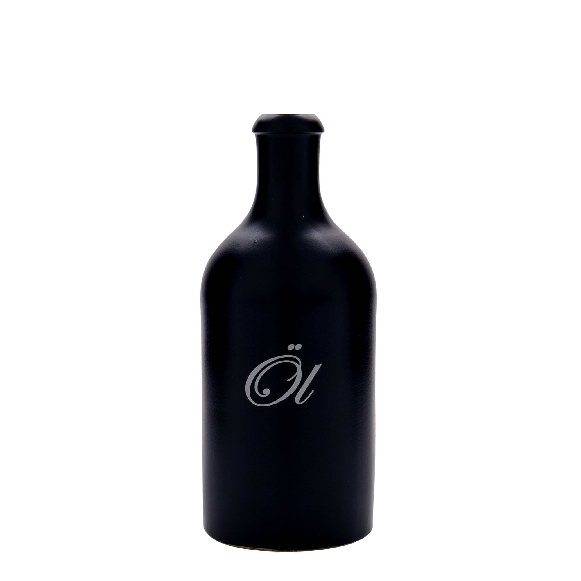 500 ml hlinený džbán, motív: olej, kamenina, čierny, hrdlo: korok