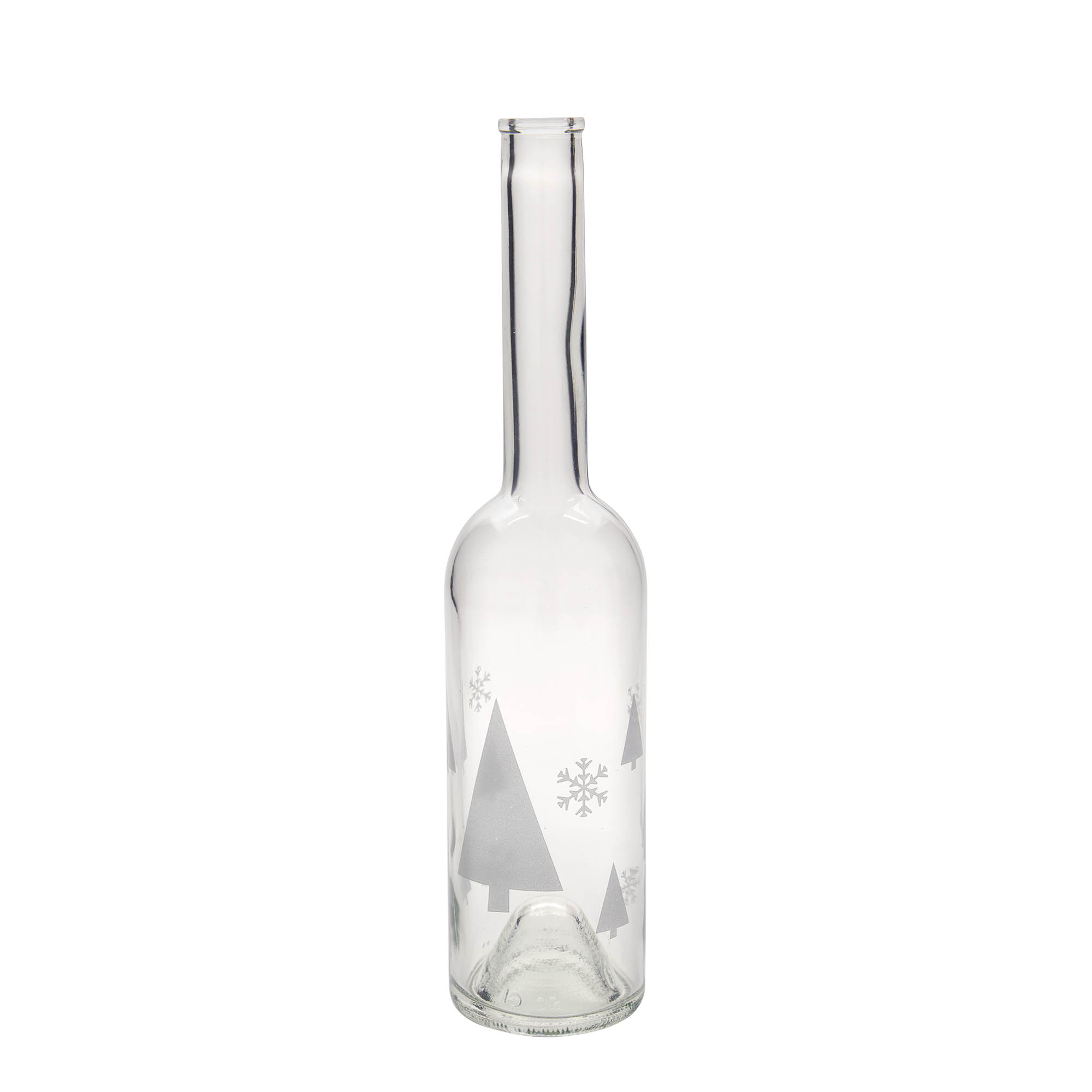 500 ml sklenená fľaša 'Opera', motív: snehové vločky, hrdlo: korok