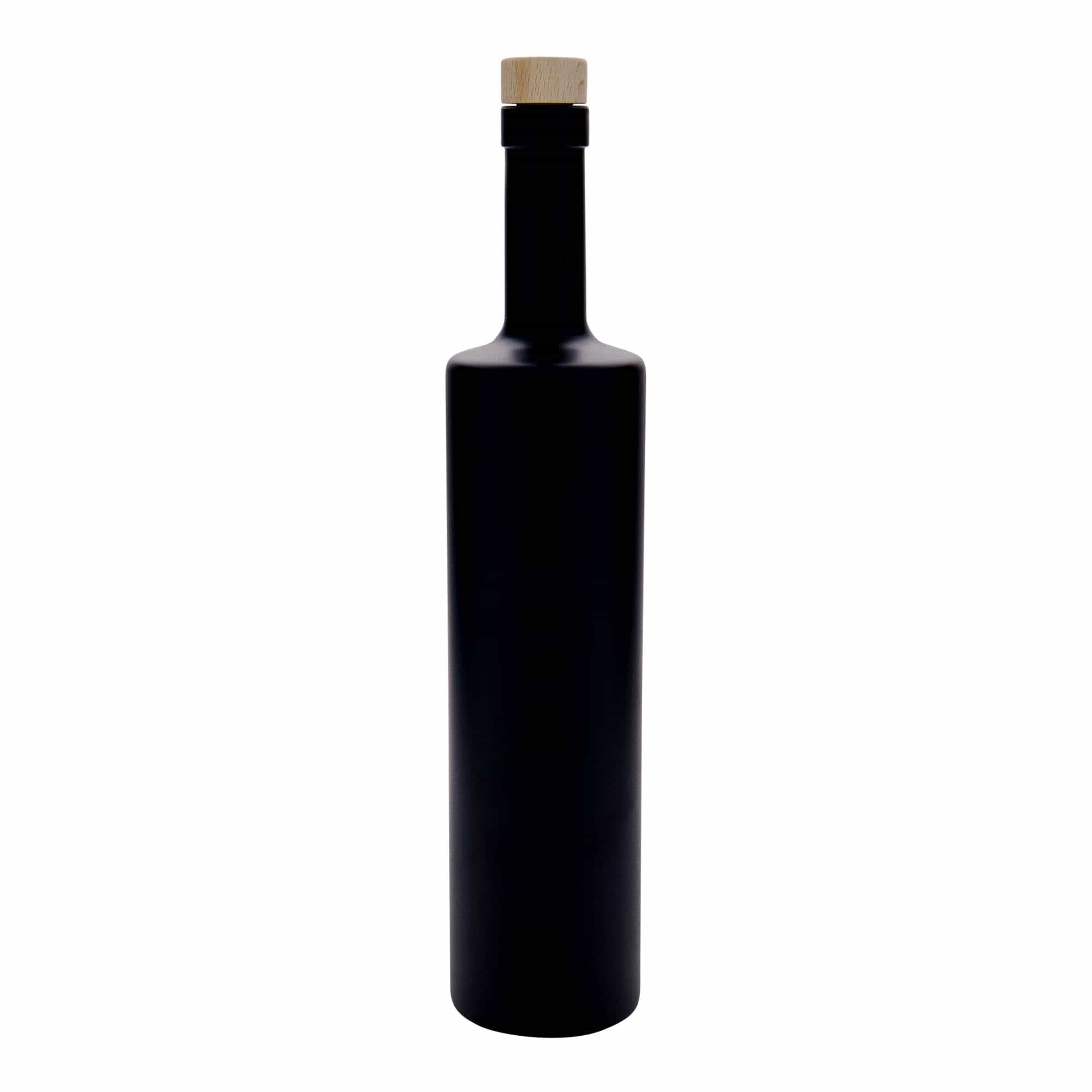 700 ml sklená fľaša „Centurio“, čierna farba, hrdlo: korok