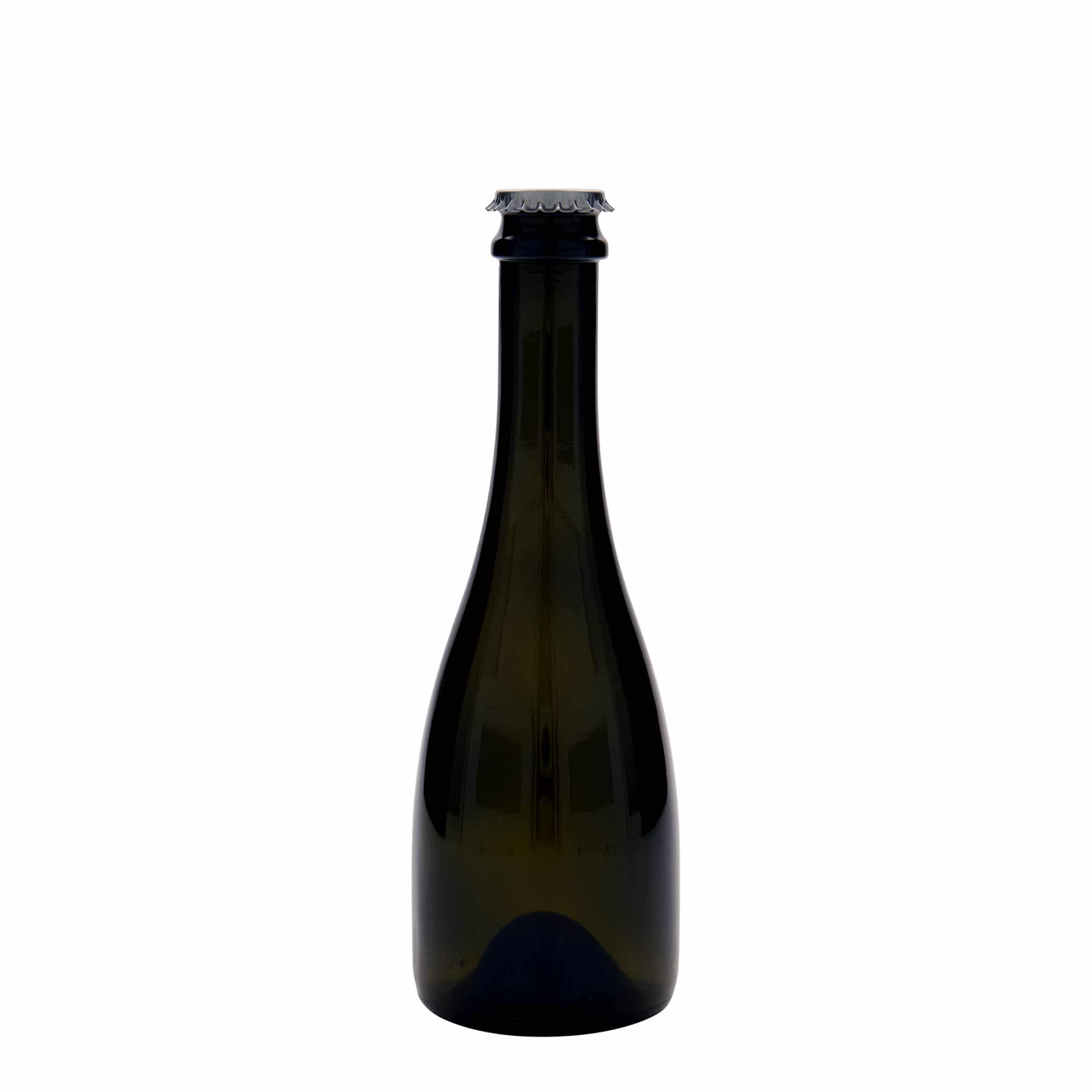 330 ml fľaša na pivo/sekt „Tosca“, sklená, antická zelená farba, hrdlo: štupeľ
