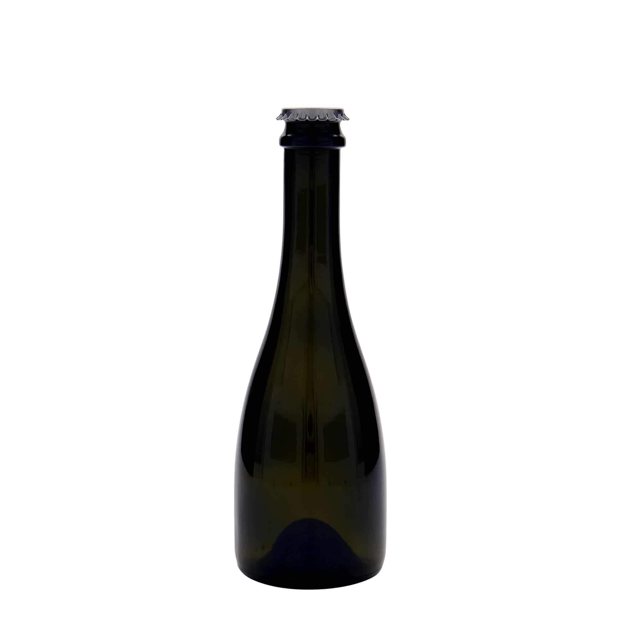 330 ml fľaša na pivo/šampanské 'Tosca', sklo, antik zelená, hrdlo: korunkový uzáver