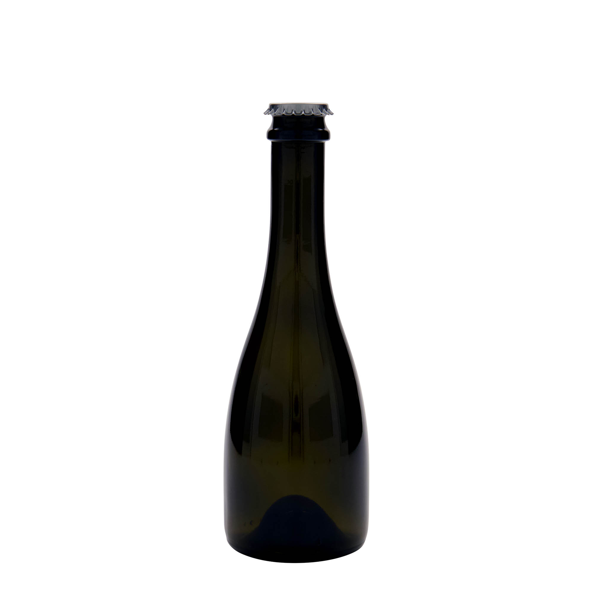 330 ml fľaša na pivo/šampanské 'Tosca', sklo, antik zelená, hrdlo: korunkový uzáver