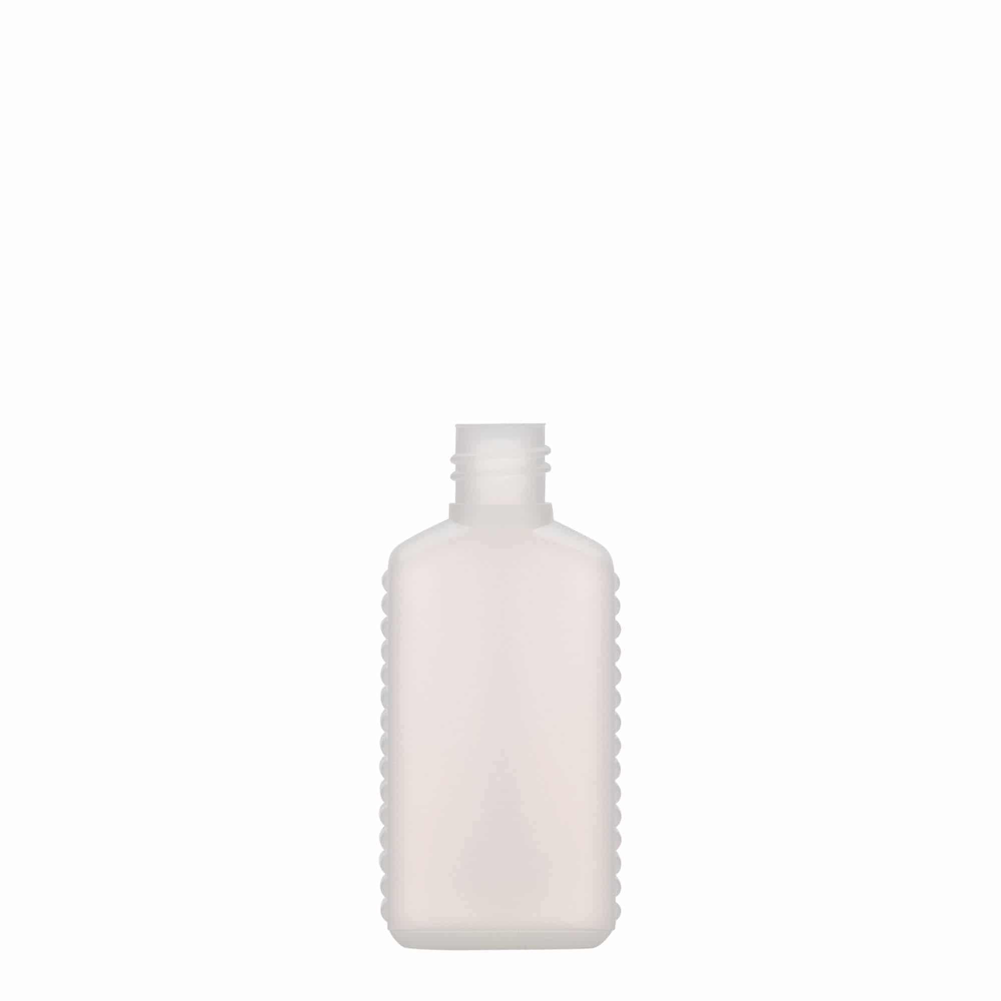 50 ml bandasková fľaša úzke hrdlo, obdĺžniková, HDPE plast, prírodná farba, hrdlo: DIN 18 50 ml bandasková fľaša úzke hrdlo, obdĺžniková, HDPE plast, prírodná farba, hrdlo: DIN 18