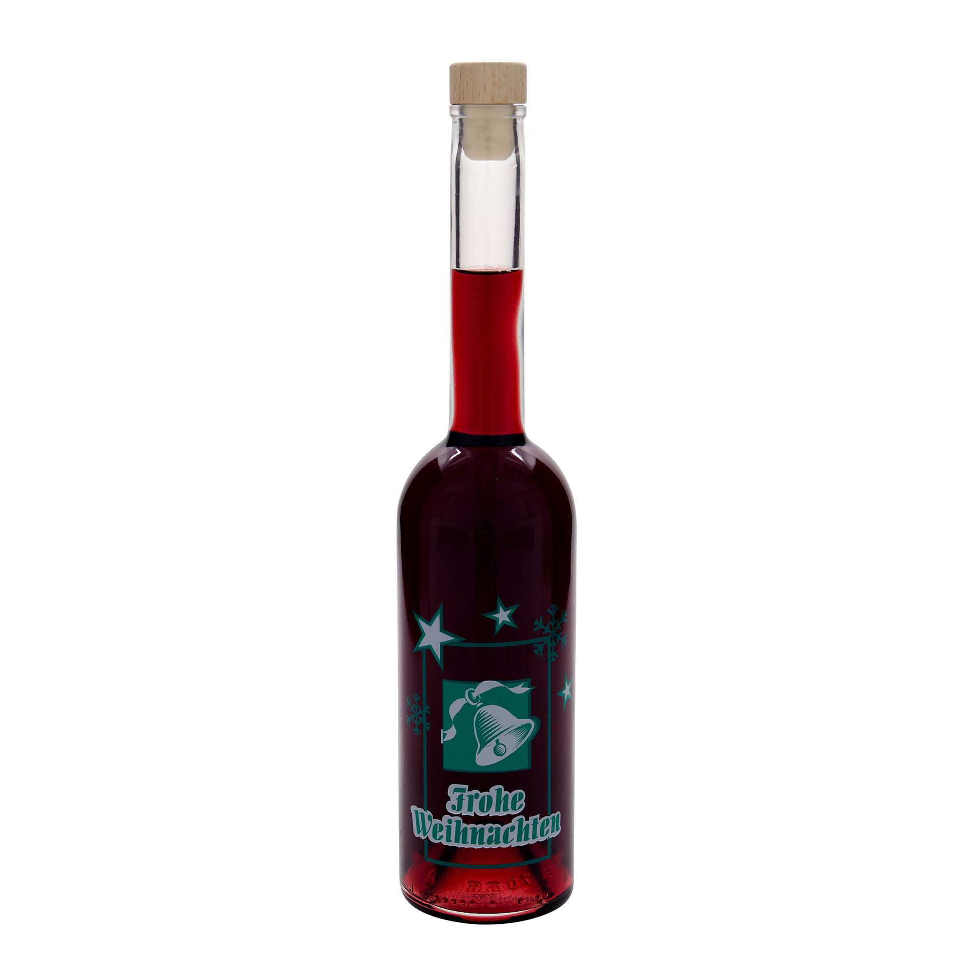 500 ml sklená fľaša „Opera“, motív: Veselé Vianoce, hrdlo: korok