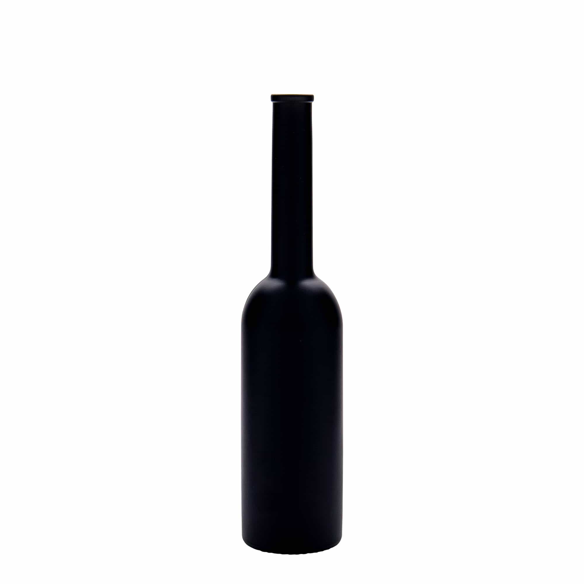 200 ml sklenená fľaša 'Opera', čierna, hrdlo: korok