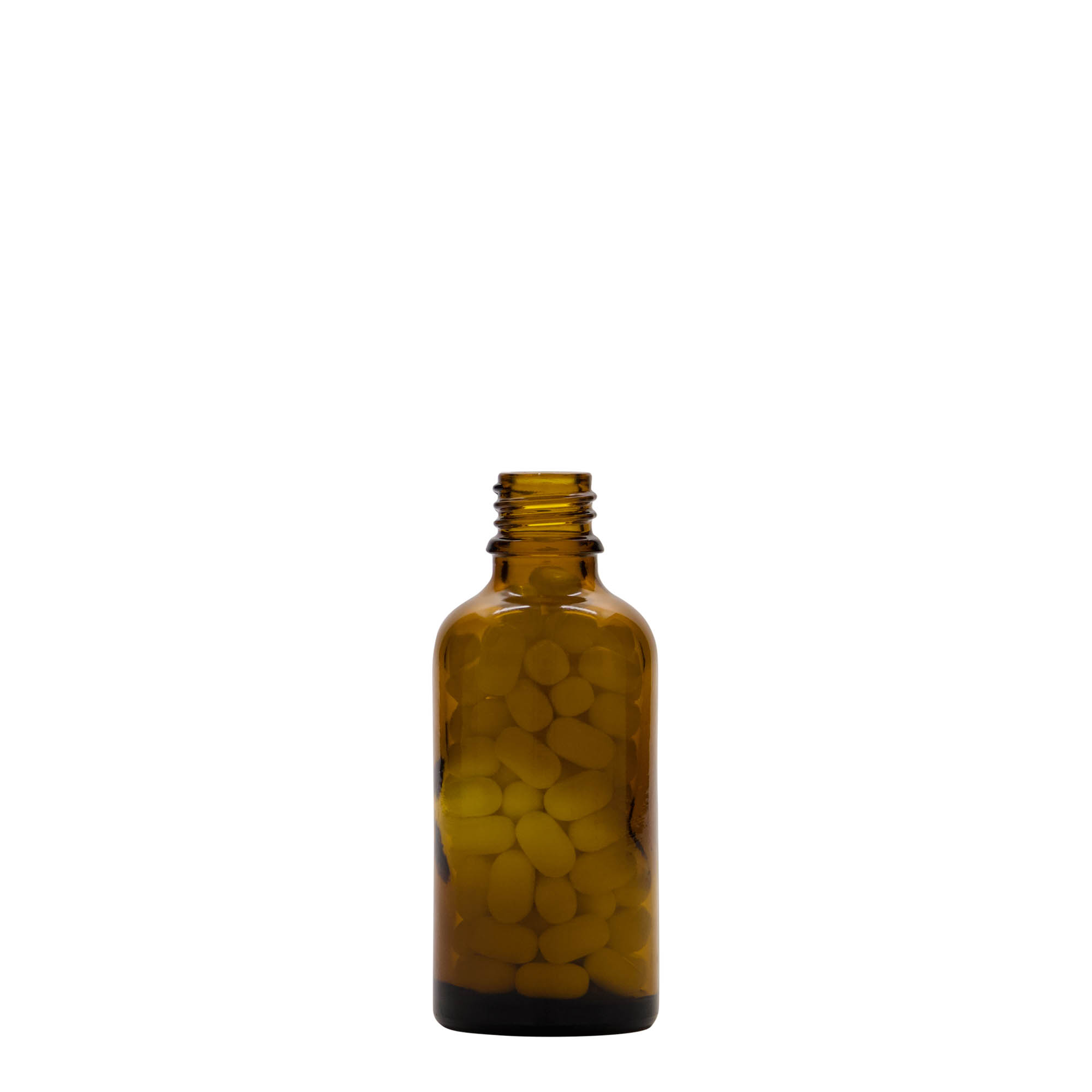 50 ml lekárska fľaša, sklo, hnedá, hrdlo: DIN 18