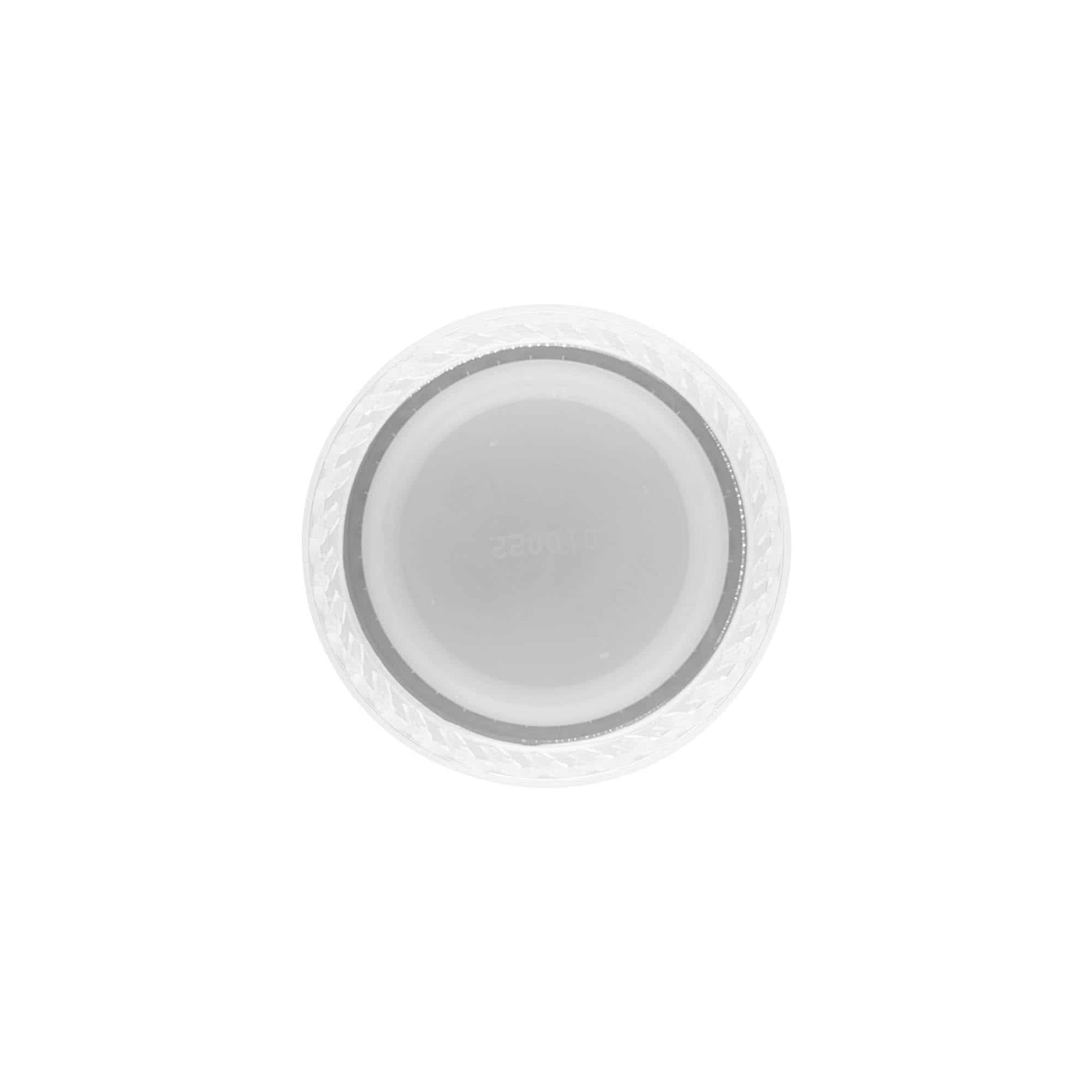 Skrutkovací uzáver dvojitý závit, PE plast, biela farba, pre hrdlo: PET 38 mm