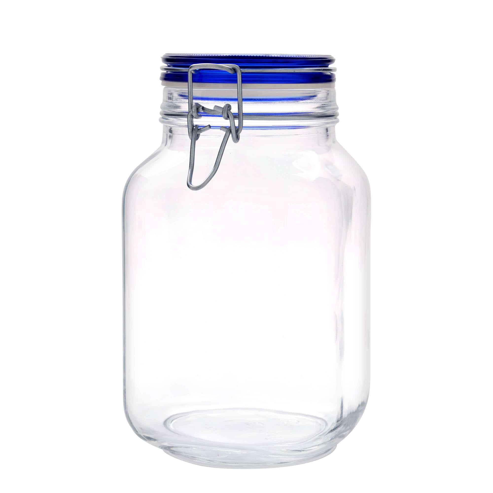 2 000 ml pohár so strmeňovým uzáverom „Fido“ Blue Top, štvorcový, hrdlo: strmeňový uzáver