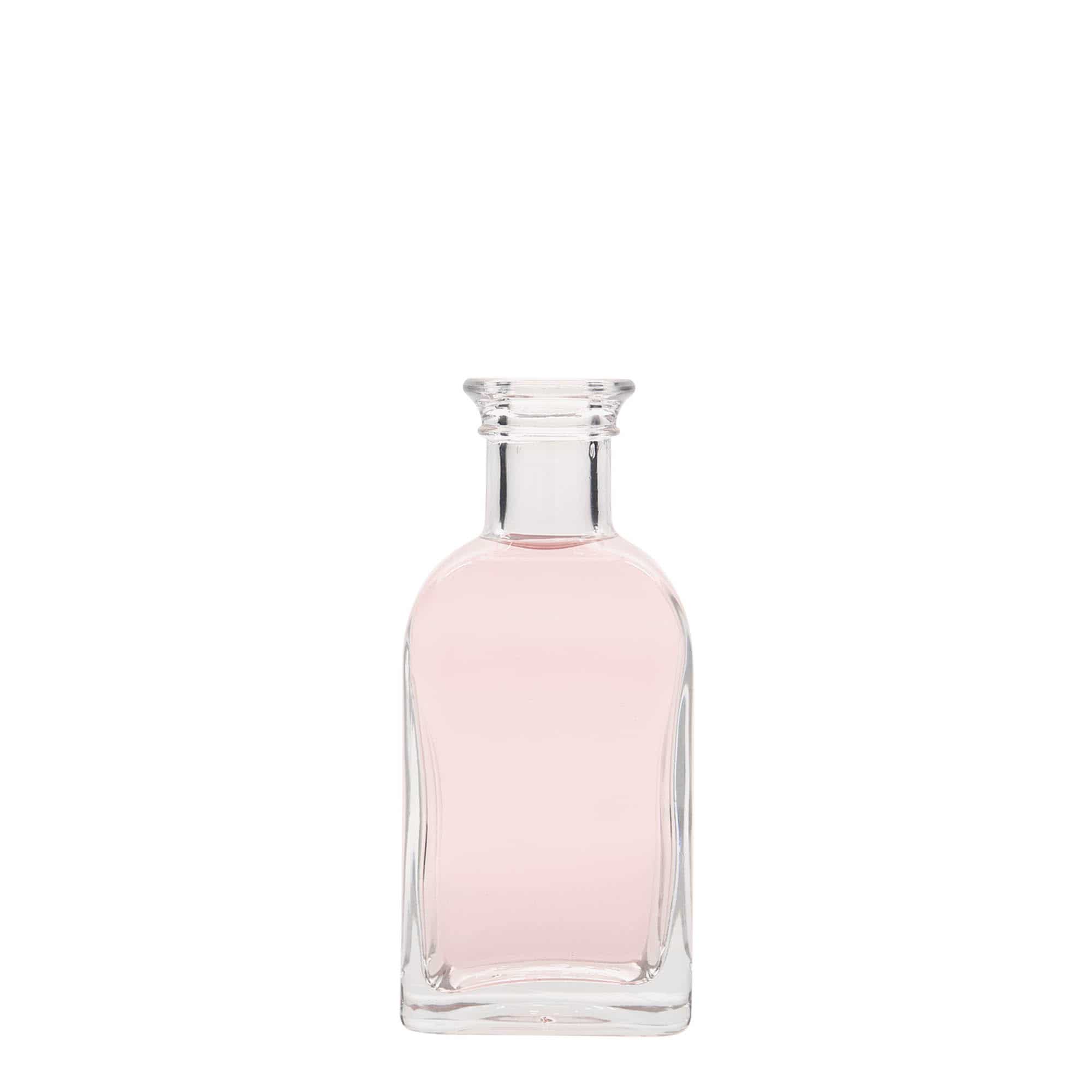 100 ml sklená fľaša lekárnik Carré, štvorcová, hrdlo: korok