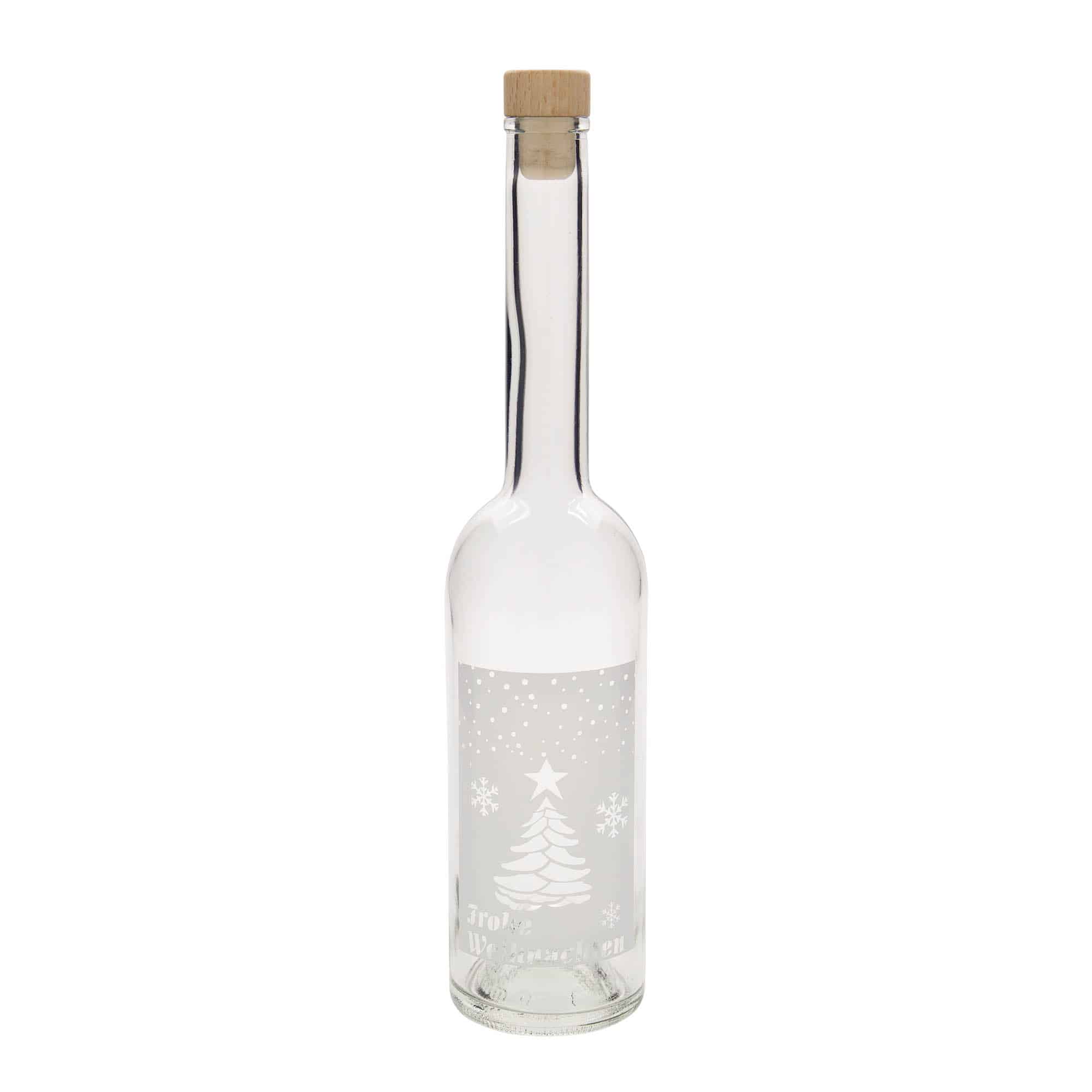 500 ml sklená fľaša „Opera“, motív: Biele Vianoce, hrdlo: korok