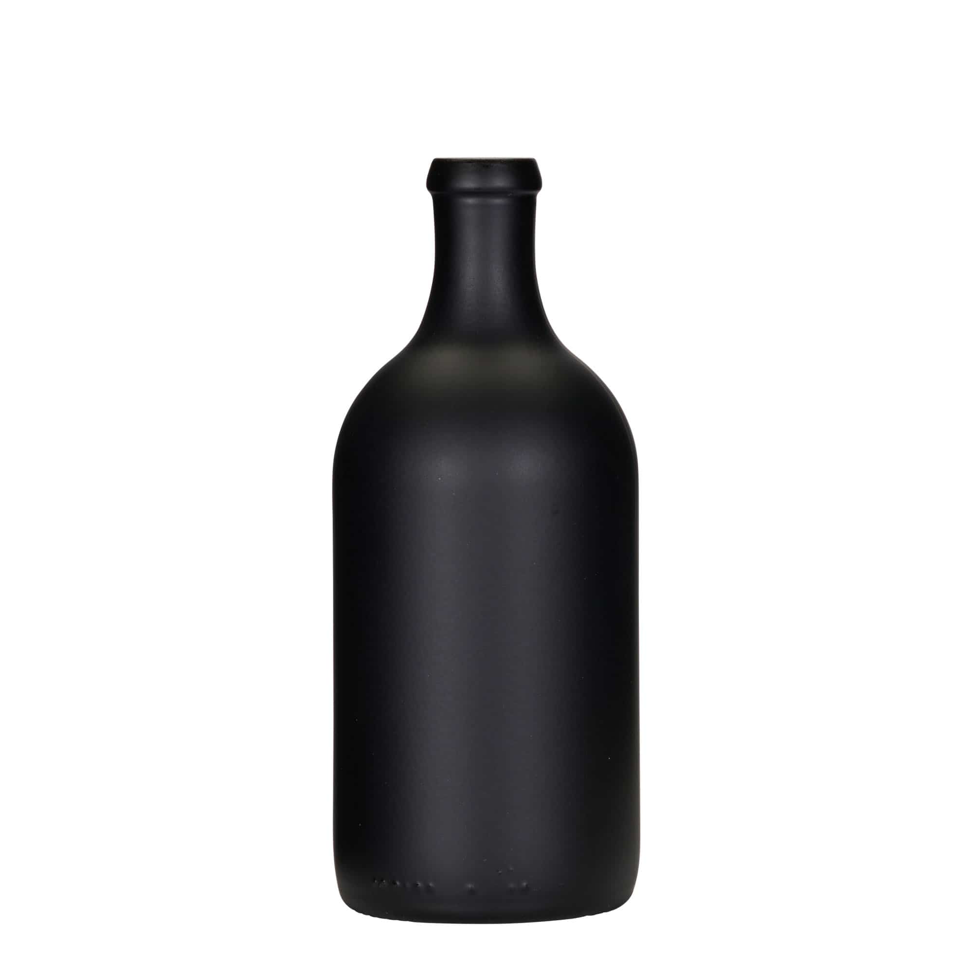 500 ml sklená fľaša 'Ginevra Leggera', čierna farba, hrdlo: korok 500 ml sklená fľaša 'Ginevra Leggera', čierna farba, hrdlo: korok