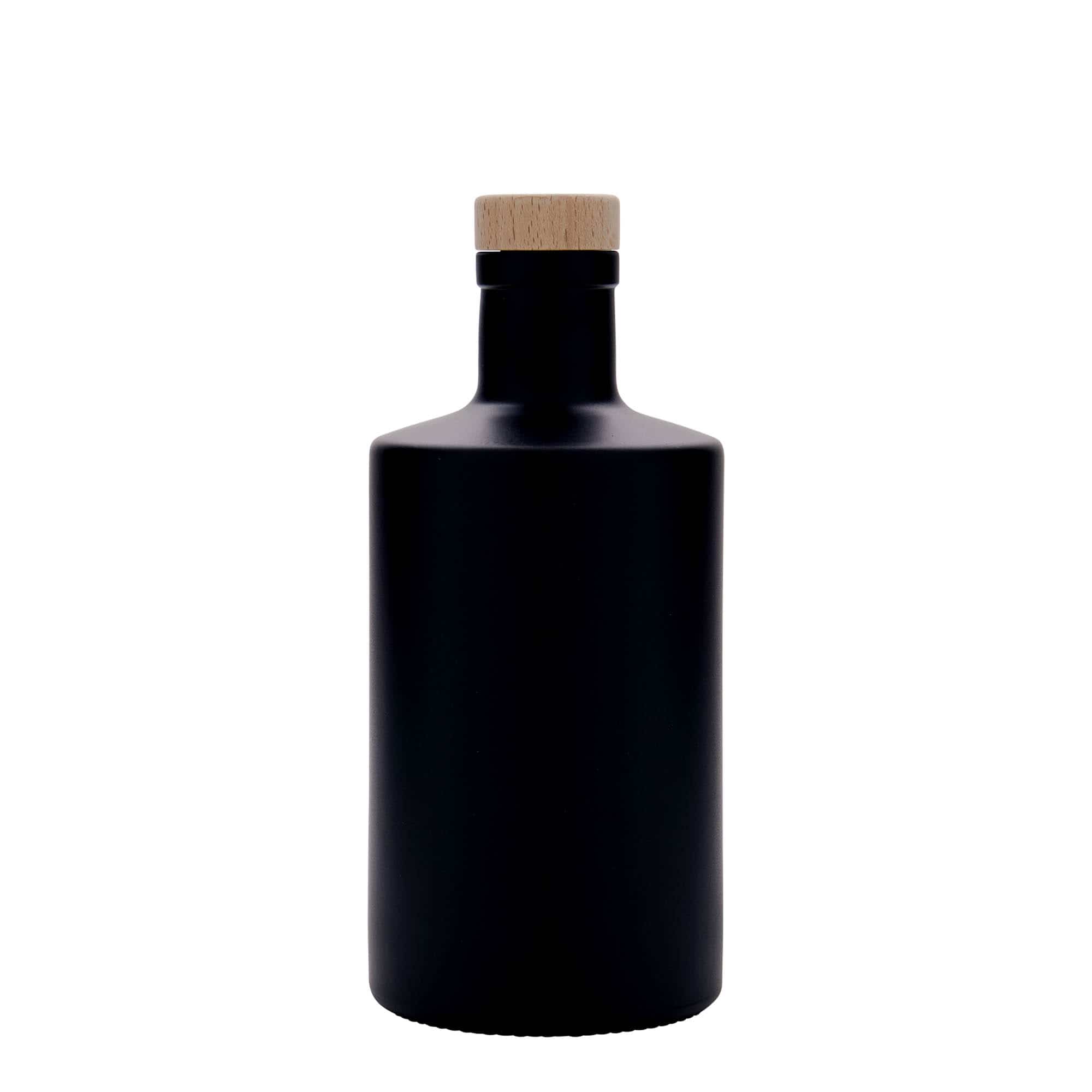 500 ml sklená fľaša „Caroline“, čierna farba, hrdlo: korok