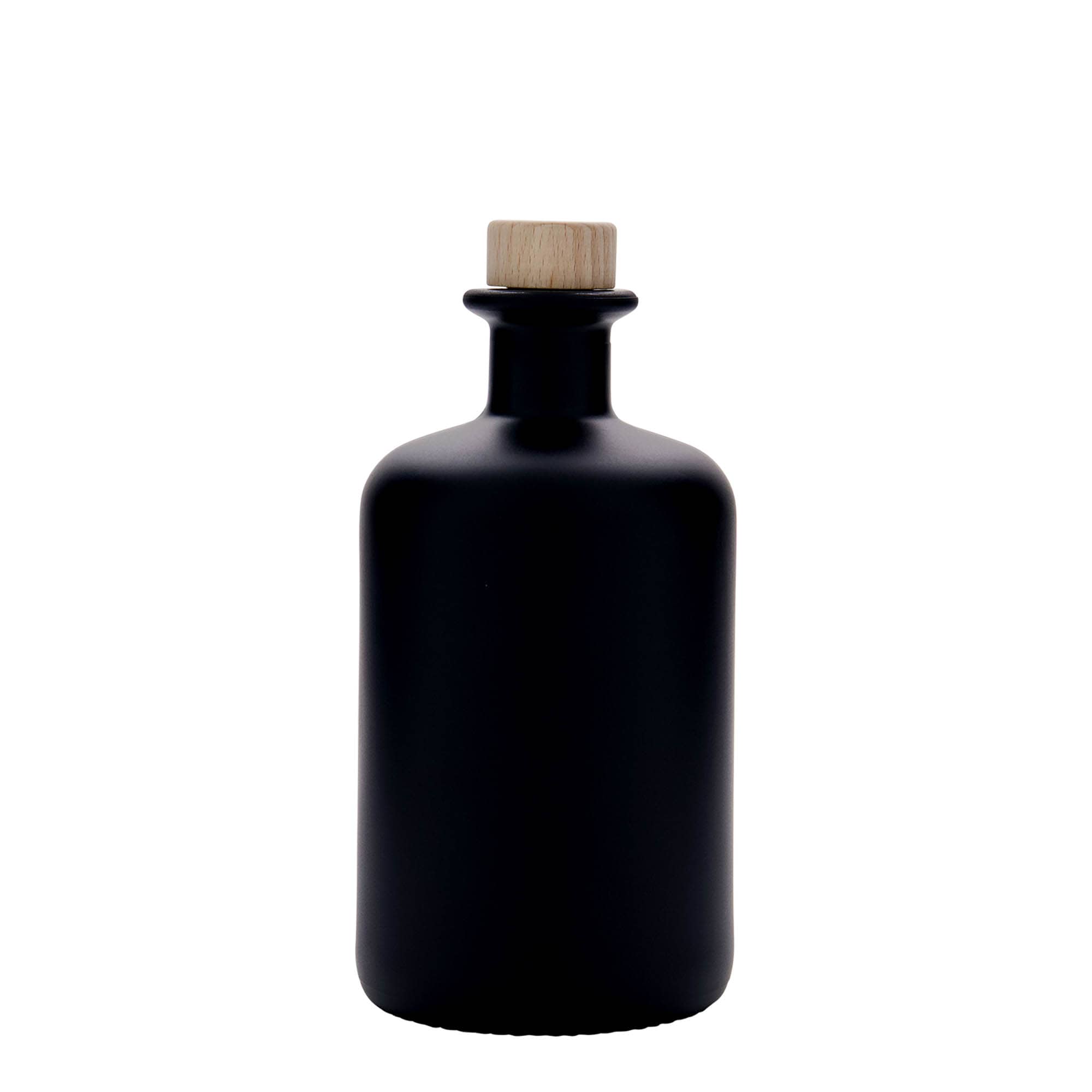 500 ml sklená fľaša lekárnická, čierna farba, hrdlo: korok