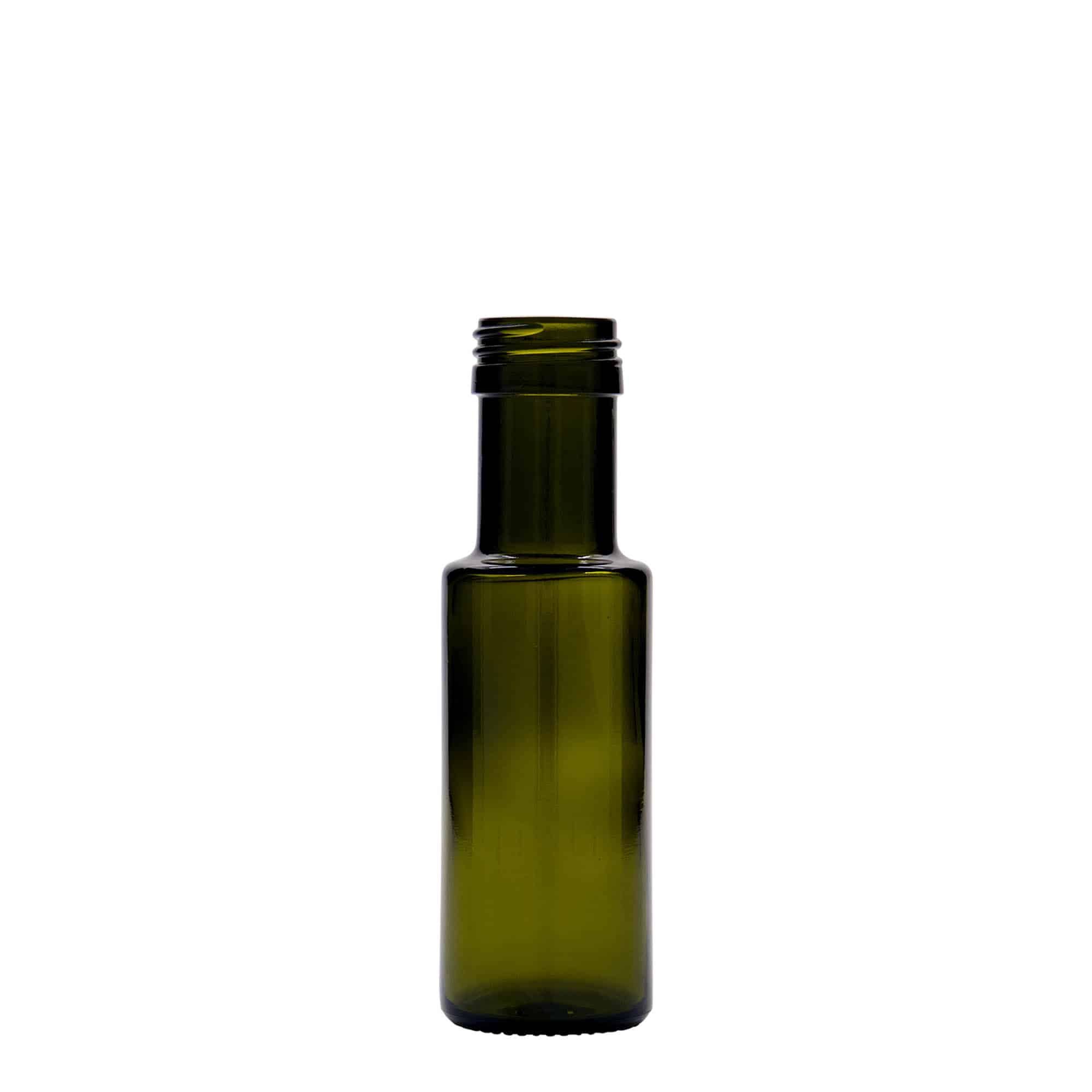 100 ml sklená fľaša „Dorica“, antická zelená farba, hrdlo: PP 31,5 100 ml sklená fľaša „Dorica“, antická zelená farba, hrdlo: PP 31,5