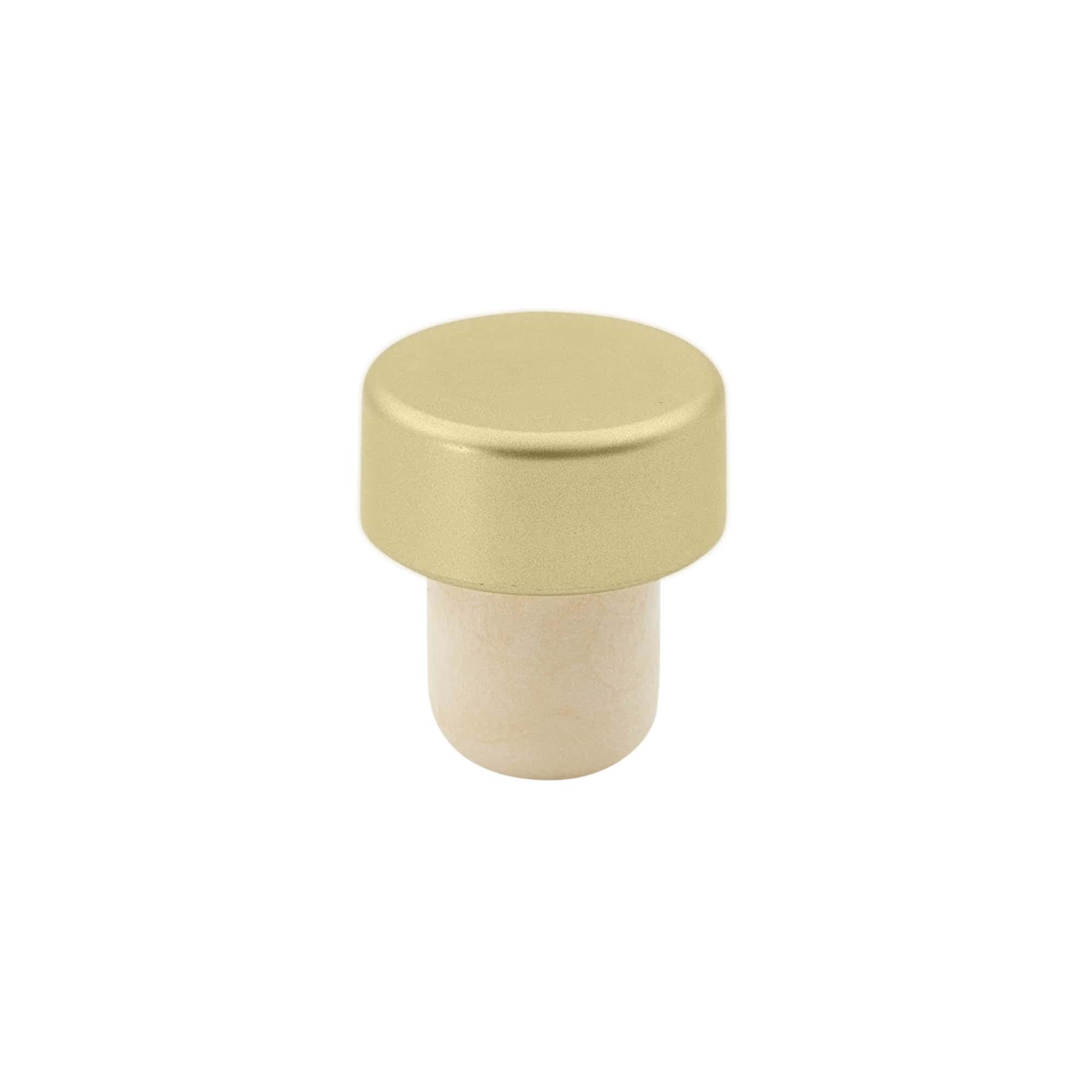 Rukoväťový korkový uzáver 19 mm, plast, zlatý, pre hrdlo: korok