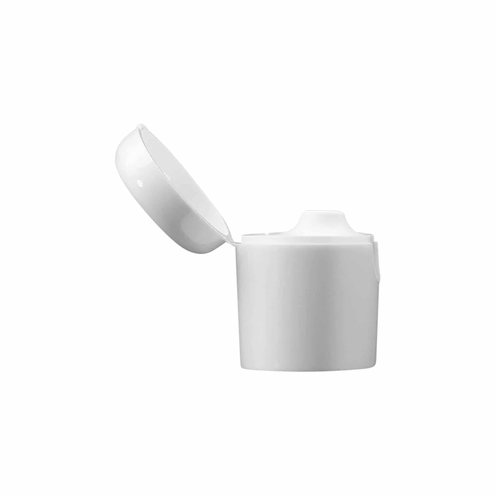 Skrutkovacie viečko so sklápacím pántom pre 'Indy', plast, biely