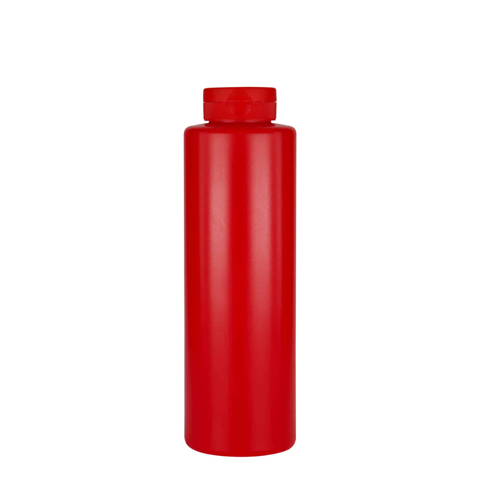 500 ml fľaša na omáčku, LDPE plast, červená farba, hrdlo: 38/400