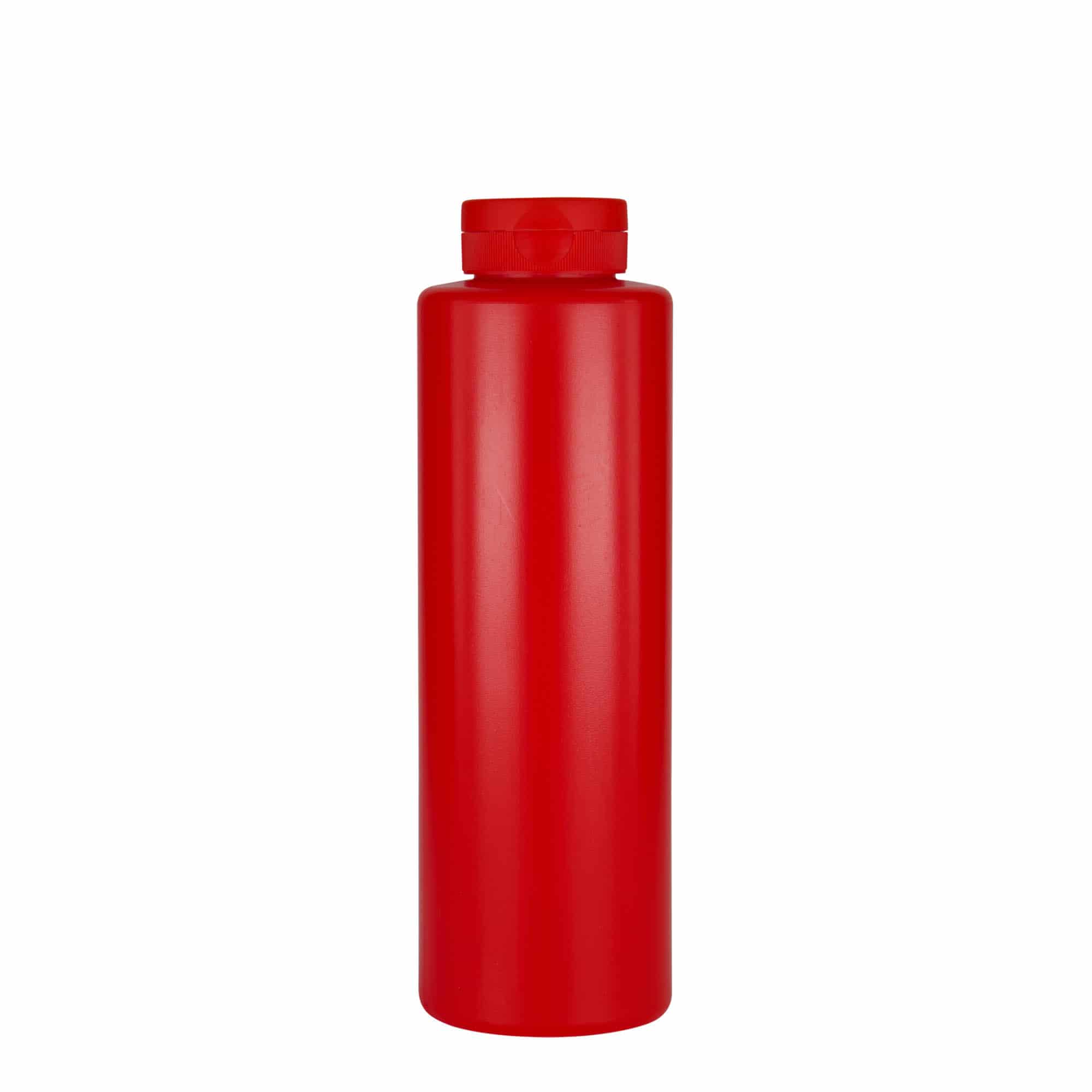500 ml fľaša na omáčku, LDPE plast, červená, hrdlo: 38/400