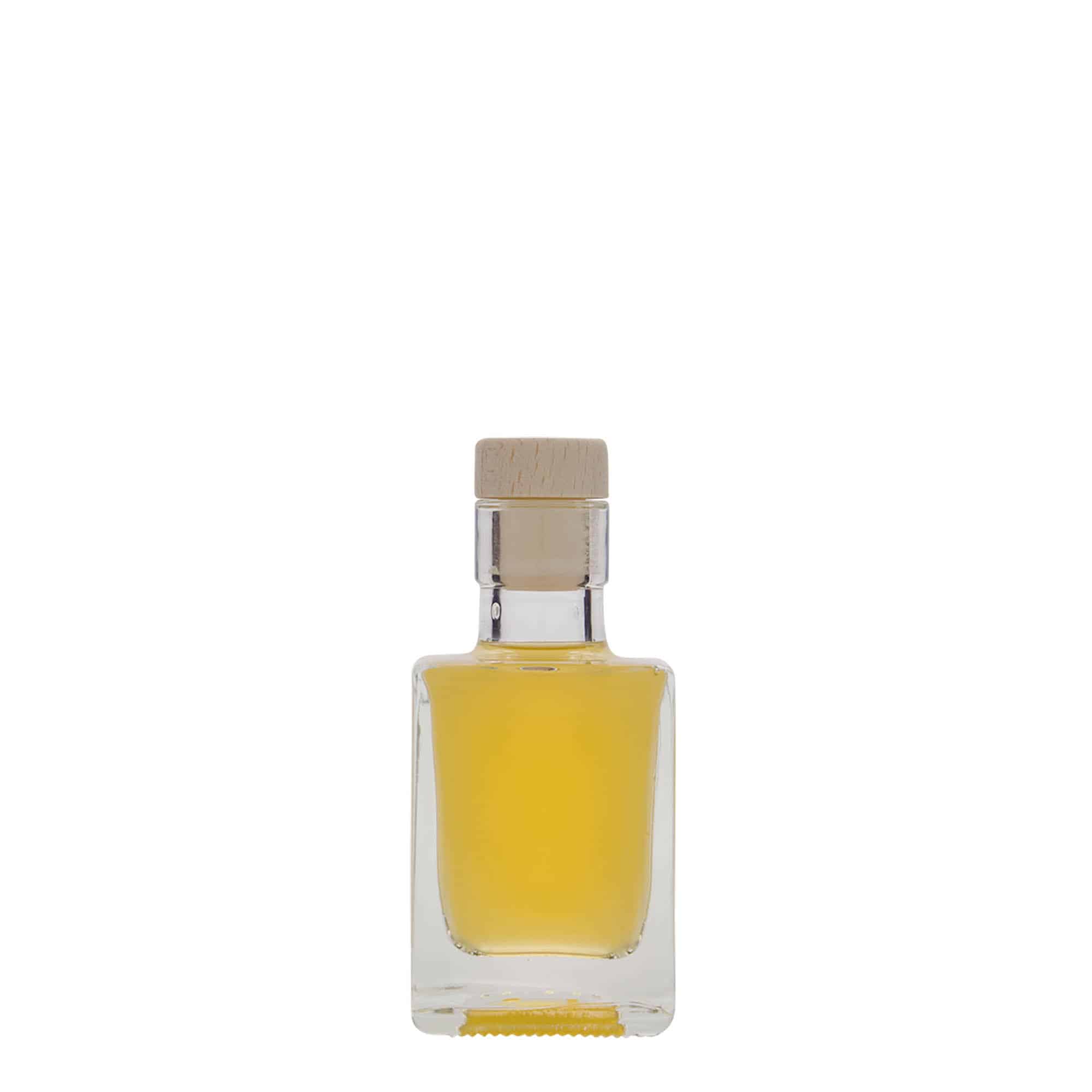 50 ml sklená fľaša „Cube“, štvorcová, hrdlo: korok