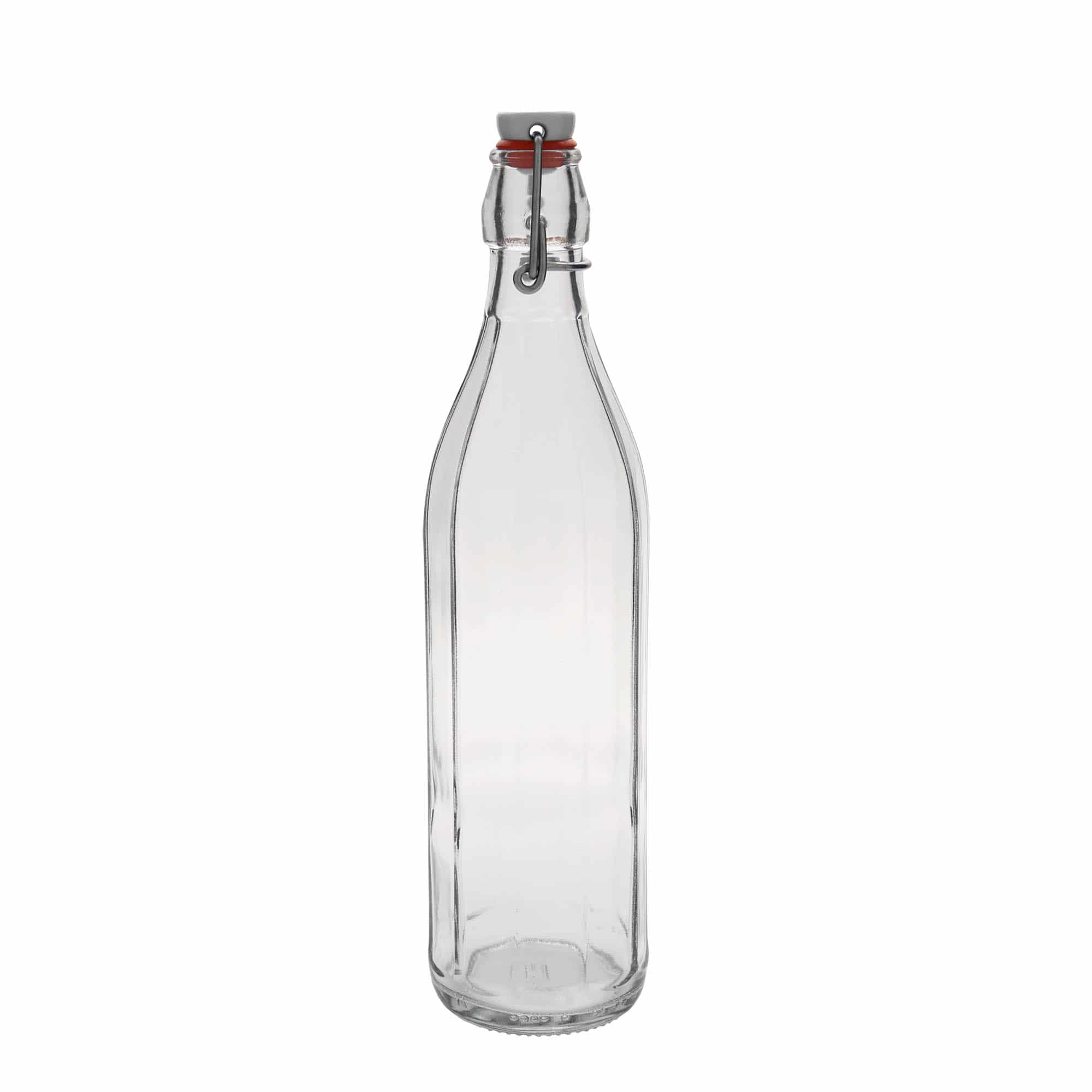 750 ml sklená fľaša „Bravo“, desaťhranná, hrdlo: strmeňový uzáver