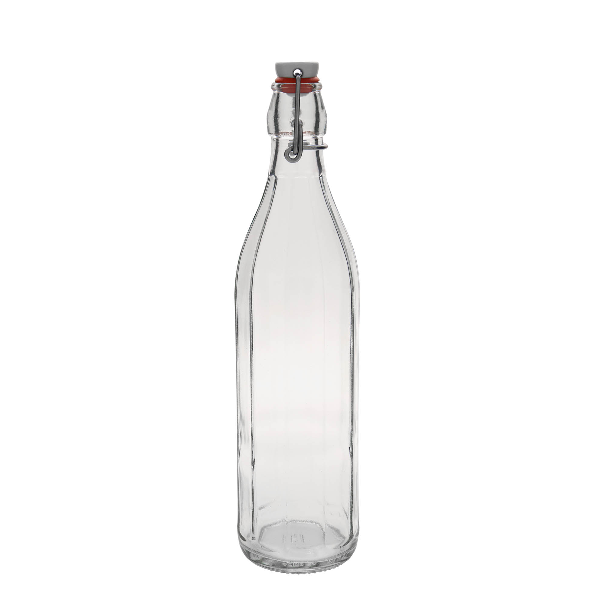 750 ml sklenená fľaša 'Bravo', desaťuholníková, hrdlo: uzáver s pákou