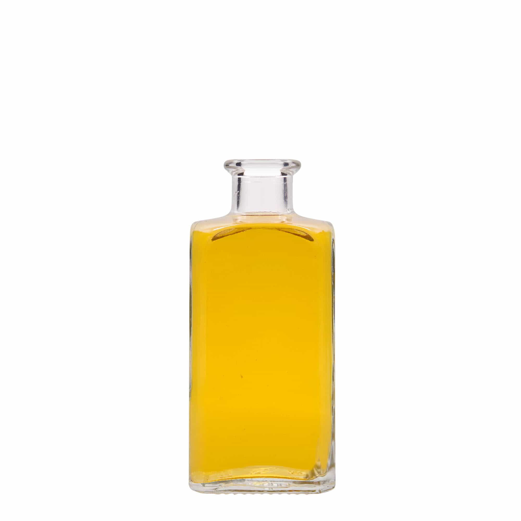 250 ml sklená fľaša lekárnik Carré, štvorcová, hrdlo: korok