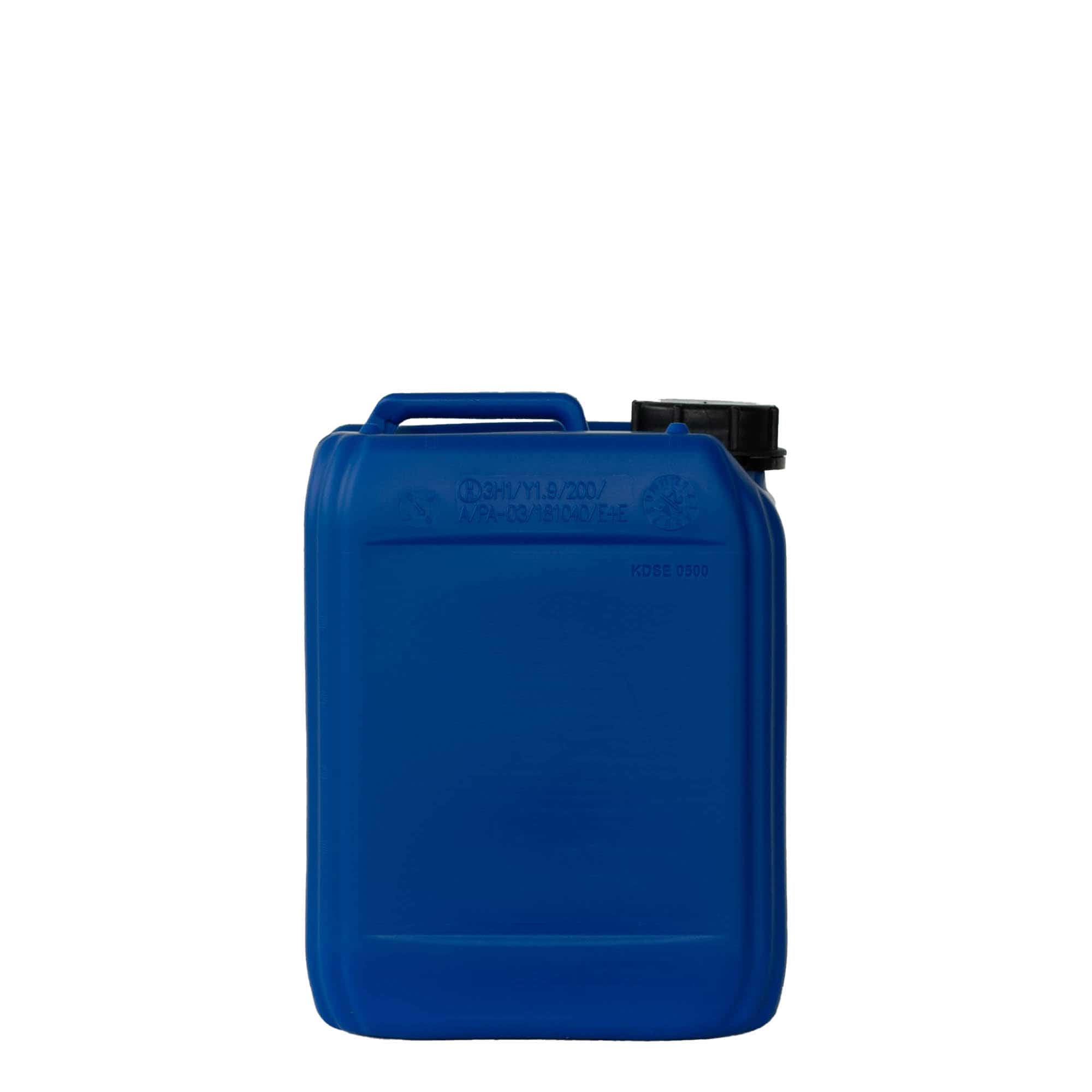 5 l kanister, obdĺžniková, HDPE plast, modrá farba, hrdlo: ND 55