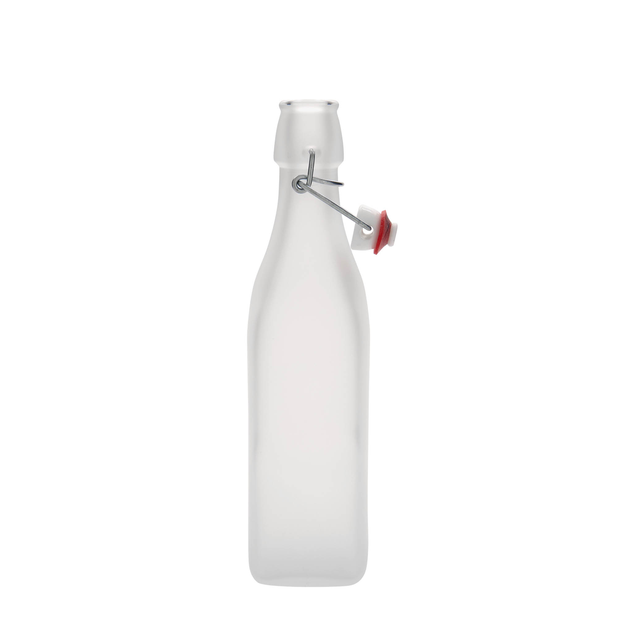 500 ml sklenená fľaša 'Swing, štvorcová, biela, hrdlo: pákové uzáver