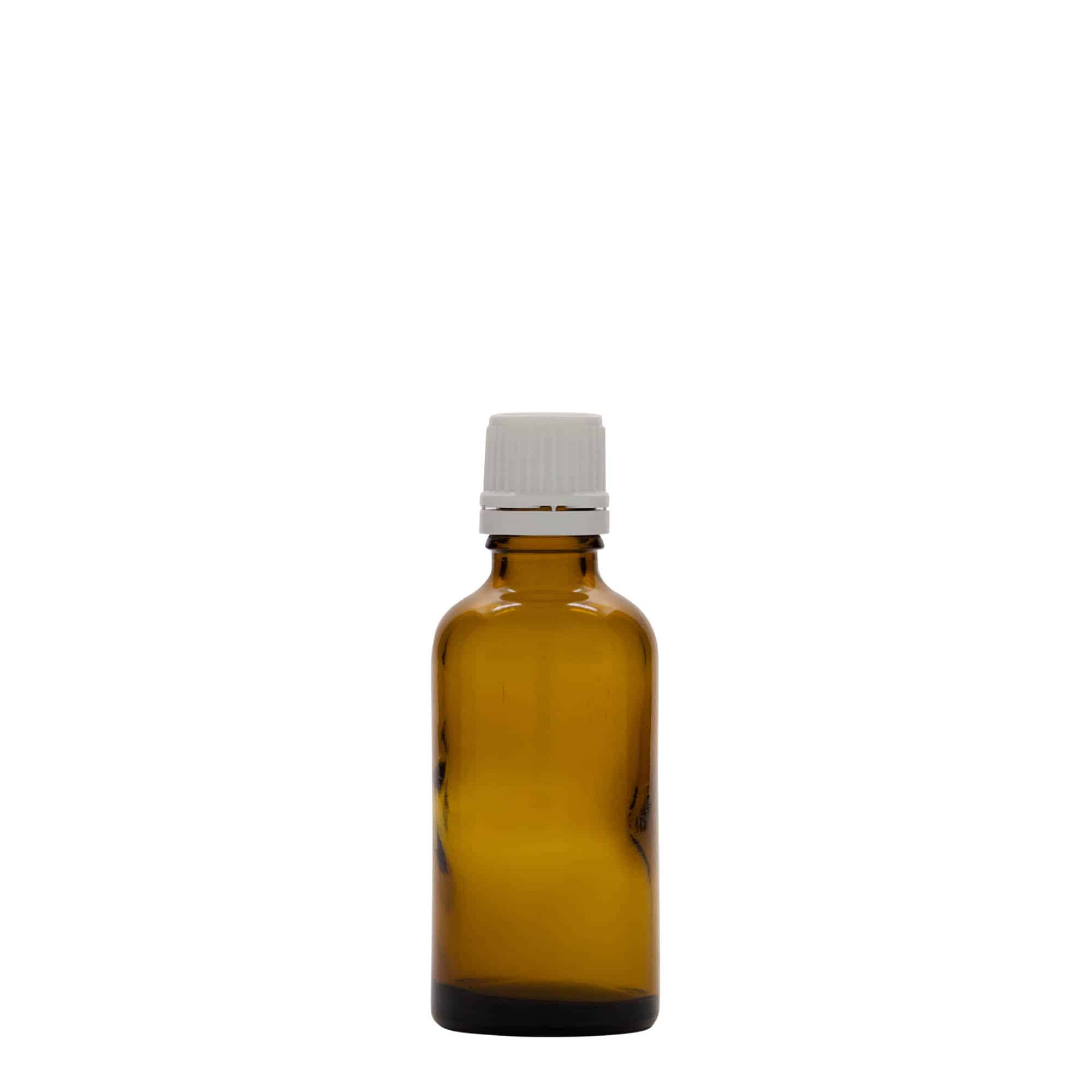50 ml liekovka, sklená, hnedá farba, hrdlo: DIN 18