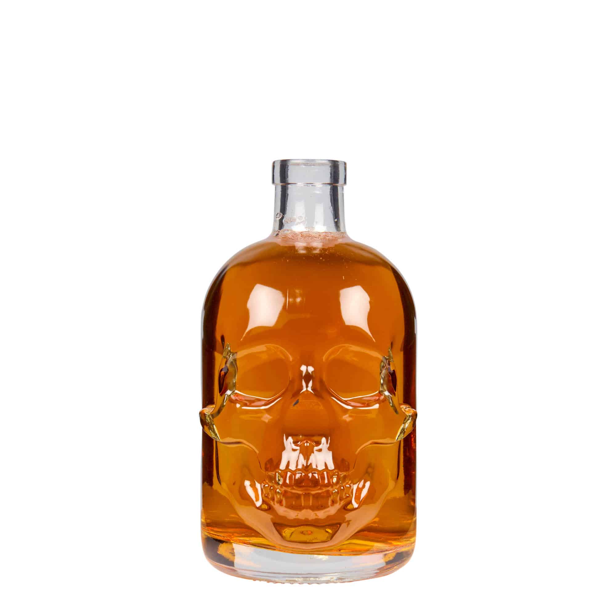 500 ml sklená fľaša „Lebka“, hrdlo: korok