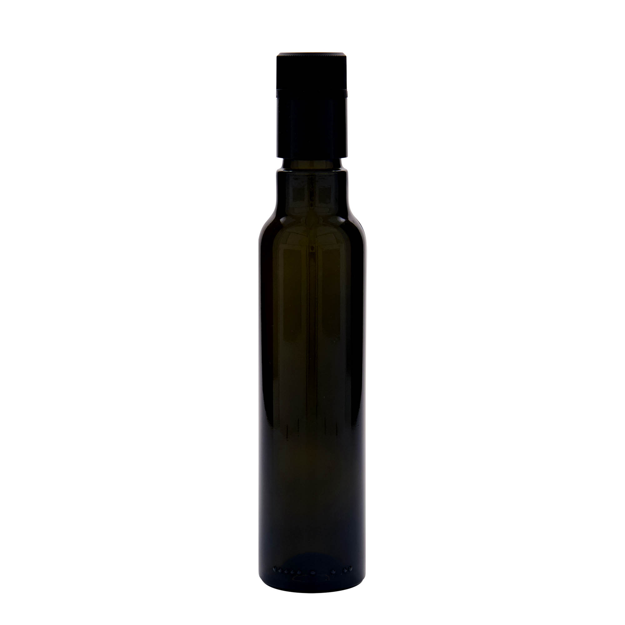 250 ml fľaša na ocot/olej 'Willy New', sklo, antikzelená, hrdlo: DOP