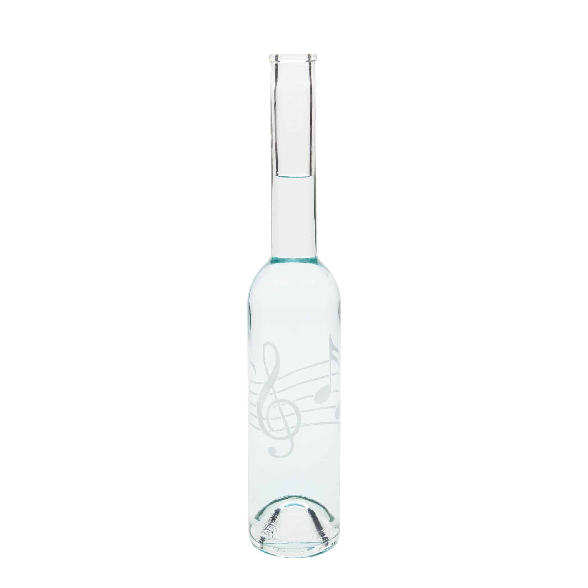 350 ml sklená fľaša „Opera“, motív: hudobné noty, hrdlo: korok