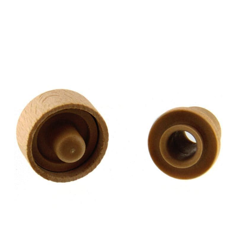 Zátky s hmatníkom s dávkovacím otvorom 19 mm, plast-drevo, viacfarebné, pre hrdlo: korok