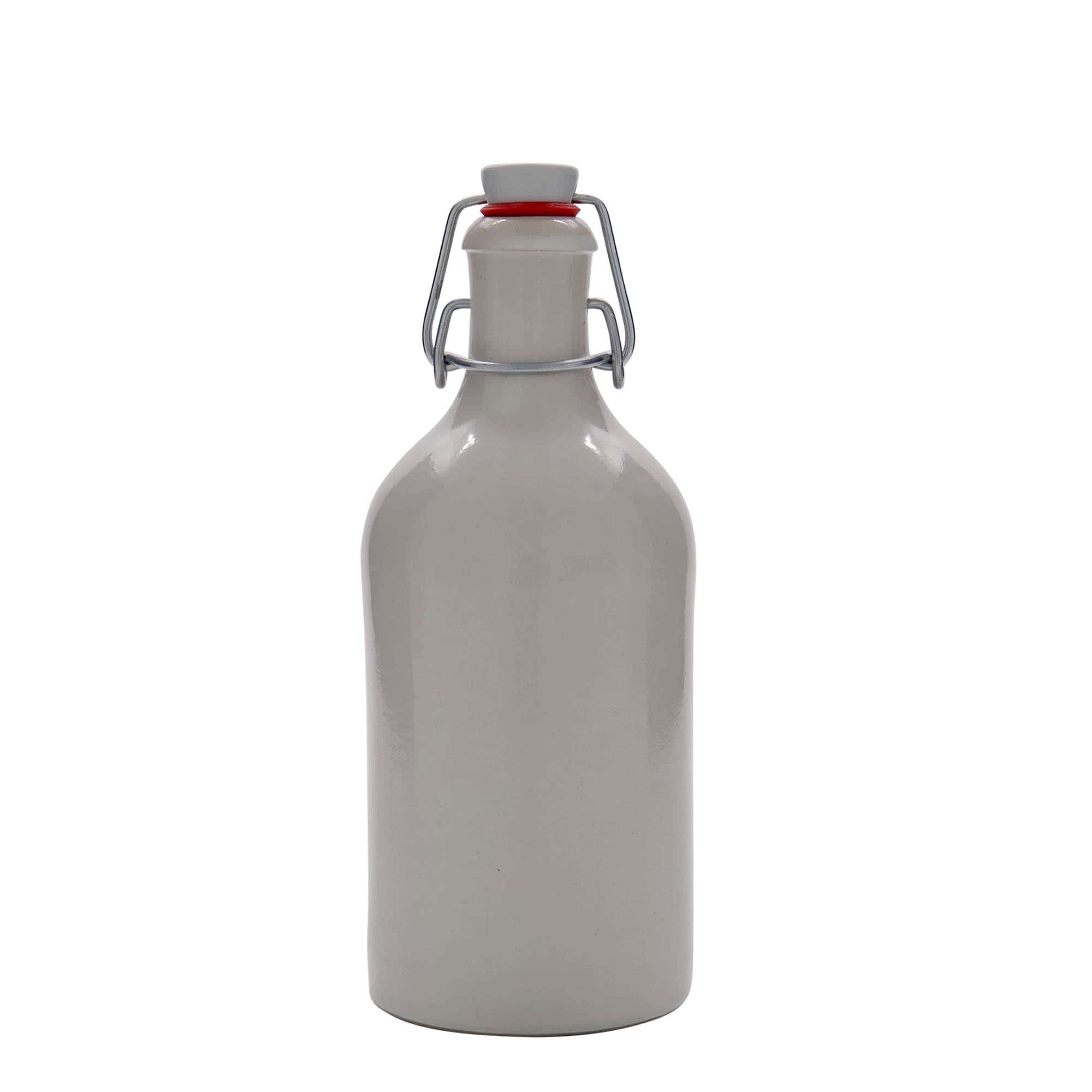 500 ml hlinený krčah, kamenina, biela farba, hrdlo: strmeňový uzáver
