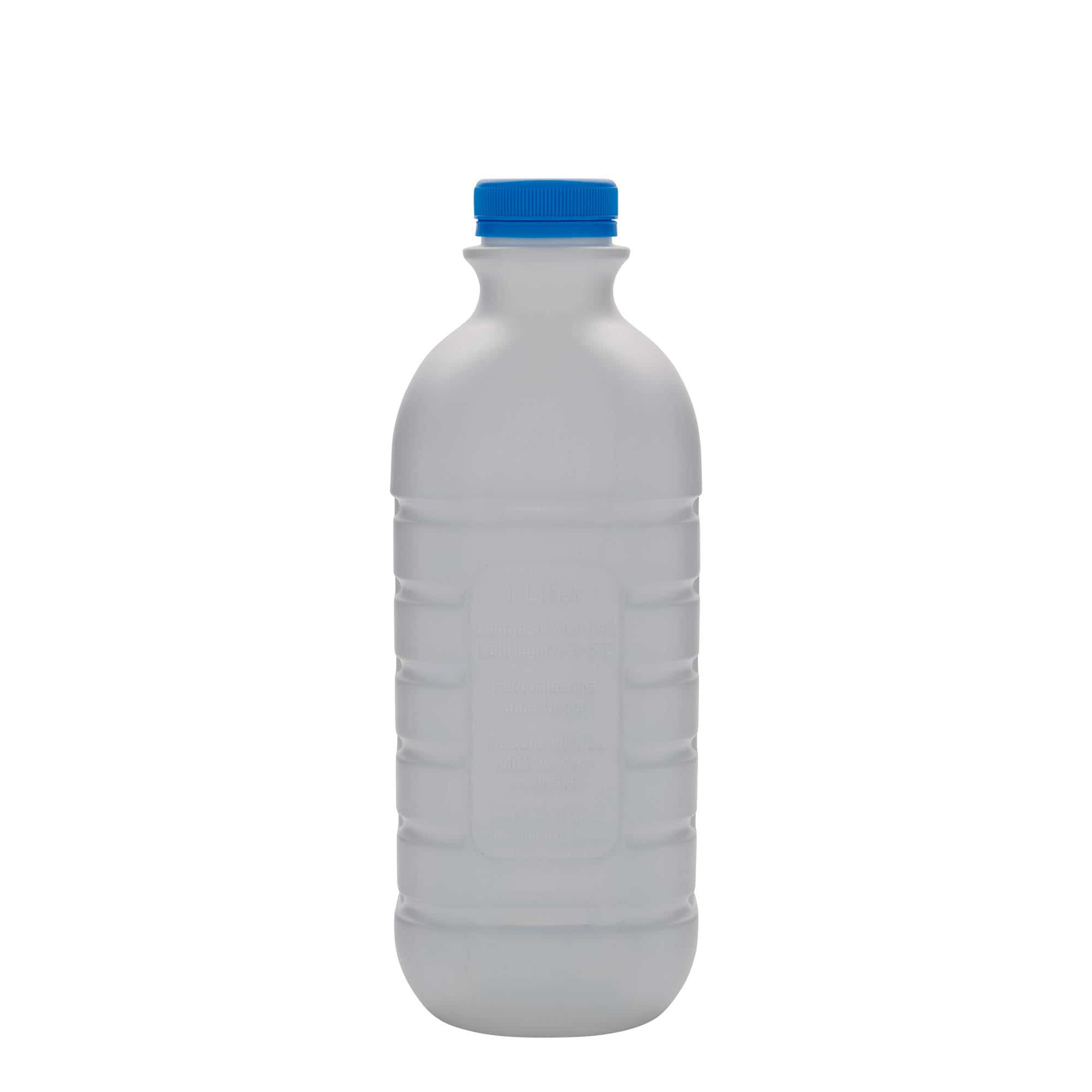 1 000 ml fľaša na mlieko, obdĺžniková, HDPE plast, biela farba, hrdlo: PEHD40