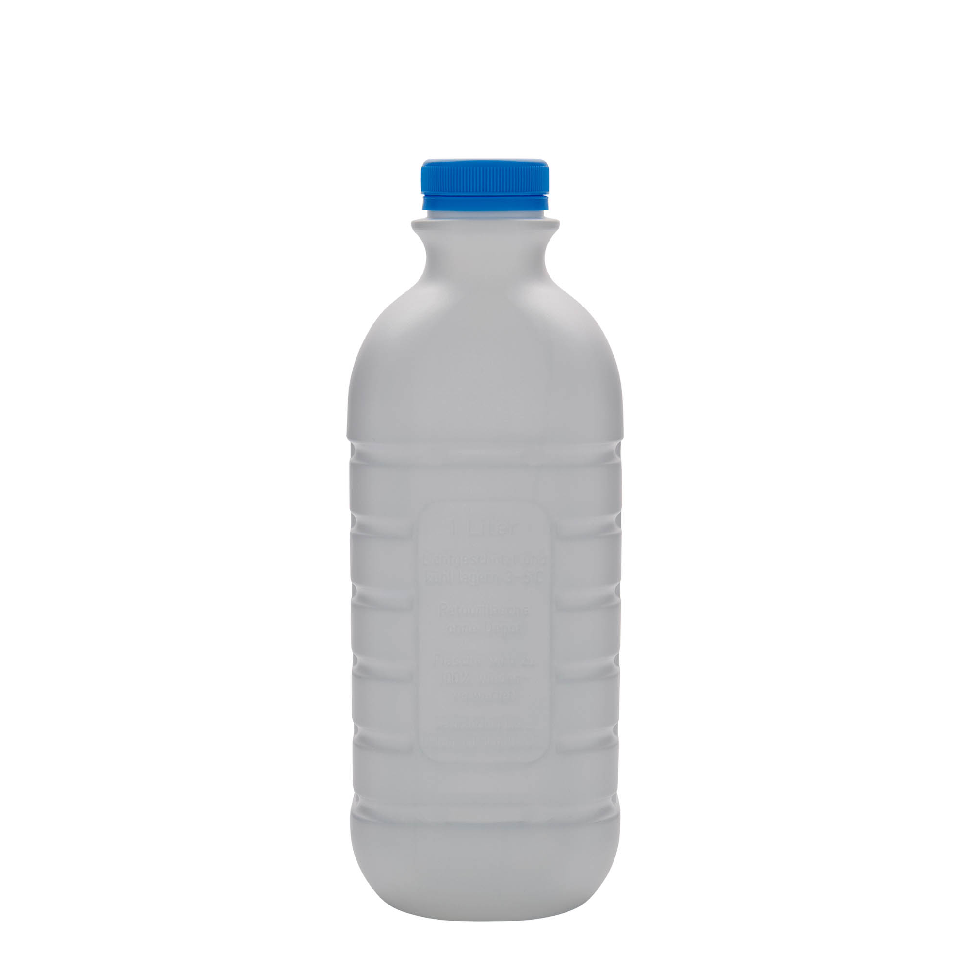 1 000 ml mliečna fľaša, obdĺžniková, HDPE plast, biela, hrdlo: PEHD40