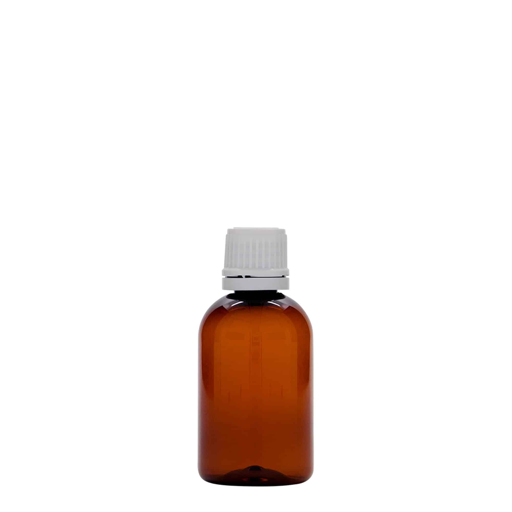 50 ml PET liekovka „Easy Living“, hnedá farba, plast, hrdlo: DIN 18