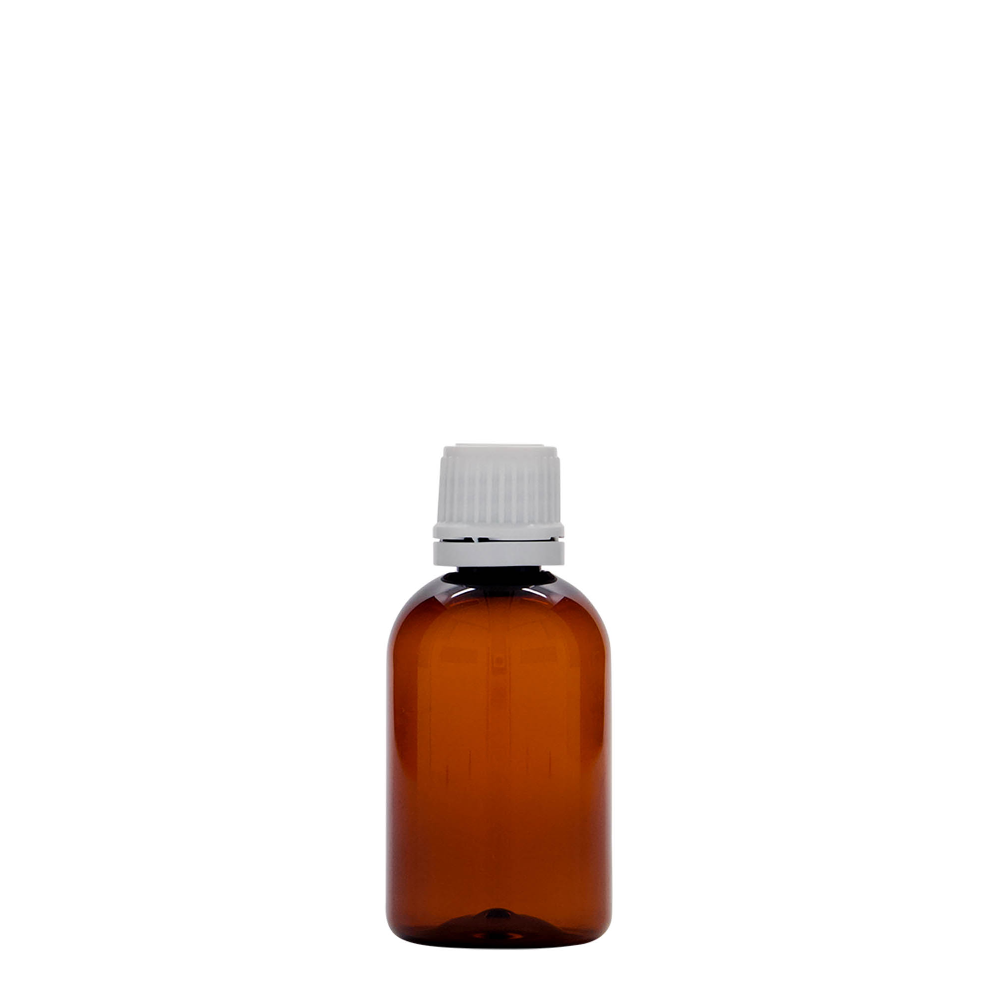 50 ml PET-medicínka „Easy Living“, hnedá, plast, hrdlo: DIN 18