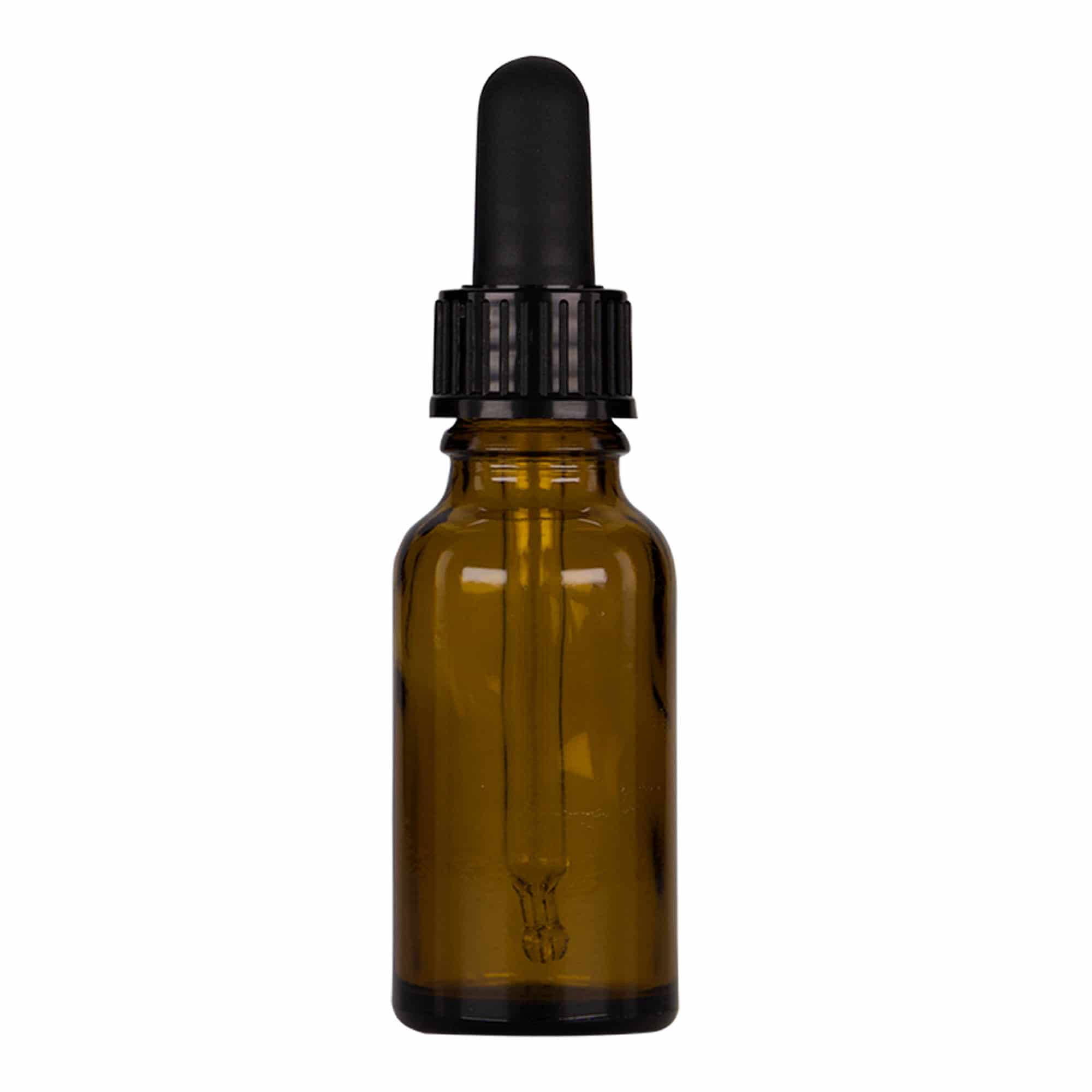 20 ml liekovka s pipetou, sklená, hnedo-čierna farba, hrdlo: DIN 18 20 ml liekovka s pipetou, sklená, hnedo-čierna farba, hrdlo: DIN 18