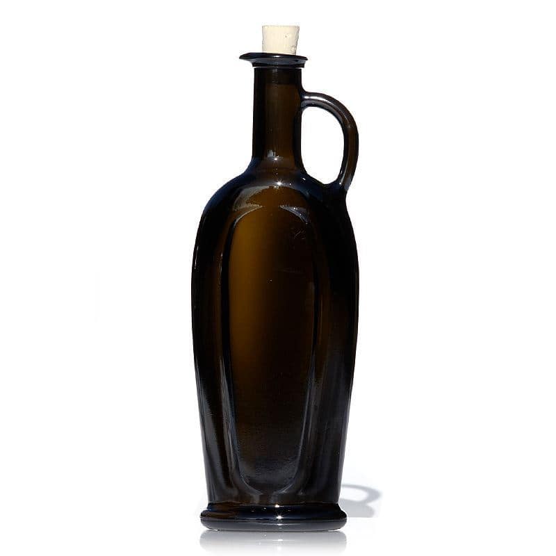 500 ml sklená fľaša „Eleganta“, oválna, antická zelená farba, hrdlo: korok