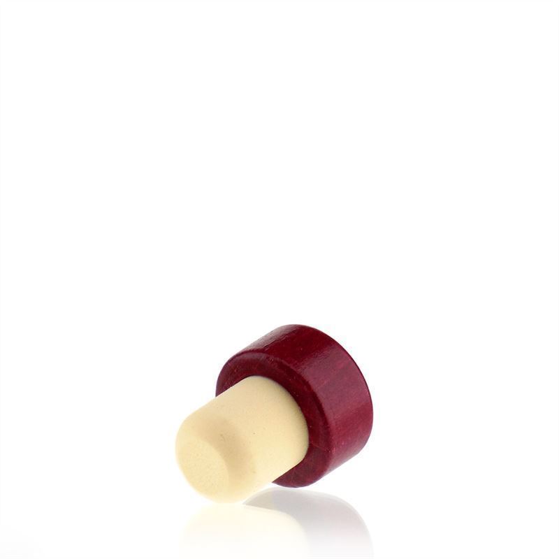 Rukoväťový korkový uzáver 19 mm, drevo/plast, bordová, na ústie: korkový uzáver Rukoväťový korkový uzáver 19 mm, drevo/plast, bordová, na ústie: korkový uzáver