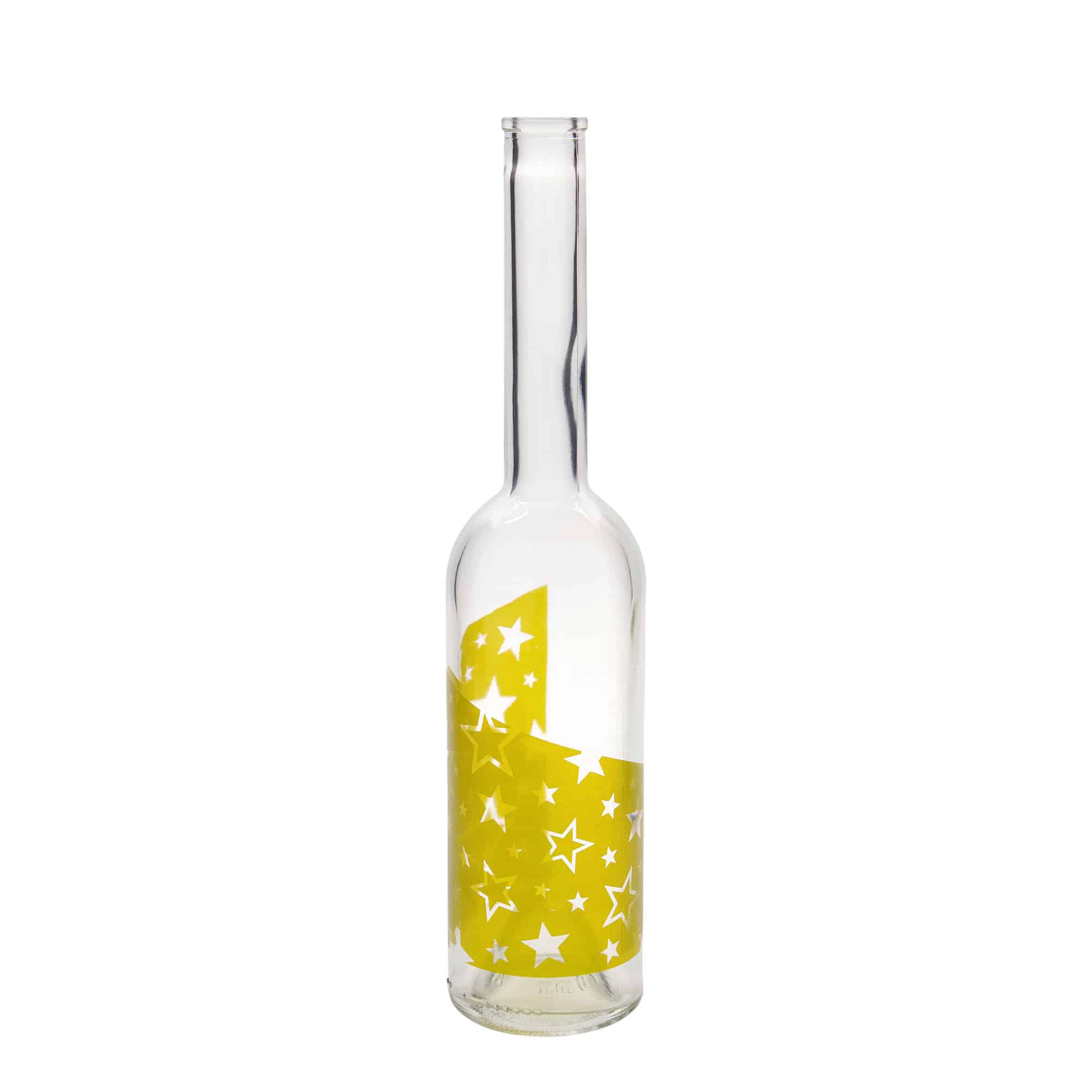 500 ml sklenená fľaša 'Opera', motív: zlaté hviezdy, hrdlo: korok 500 ml sklenená fľaša 'Opera', motív: zlaté hviezdy, hrdlo: korok