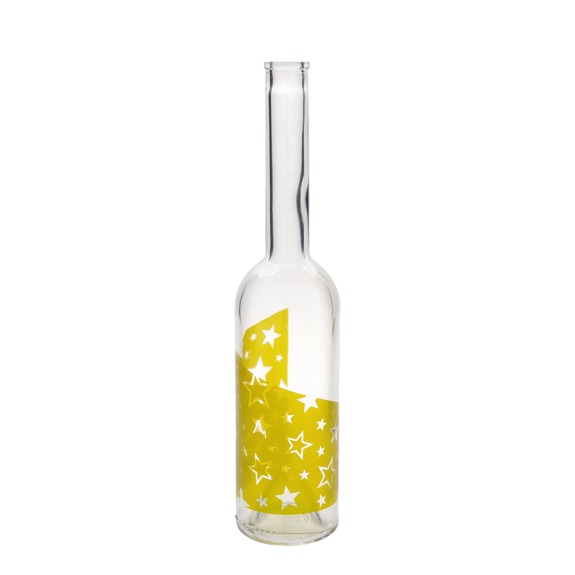 500 ml sklenená fľaša 'Opera', motív: zlaté hviezdy, hrdlo: korok